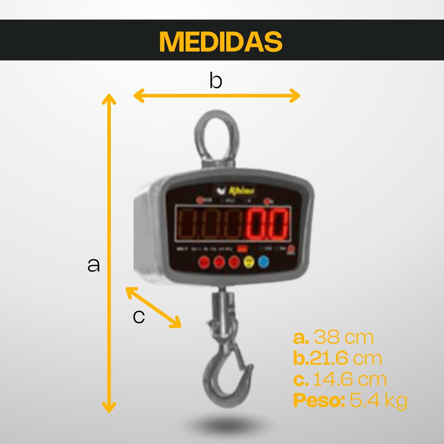 Báscula Electrónica Colgante 1 Tonelada Rhino BAC-1T