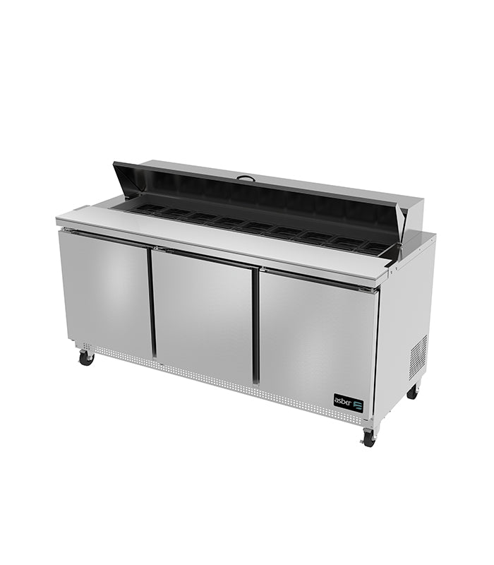 Mesa Preparación de Sandwiches y Ensaladas 3 Puertas 18.2 Pies Cúbicos ASBER APTS-72-18-P 19111127