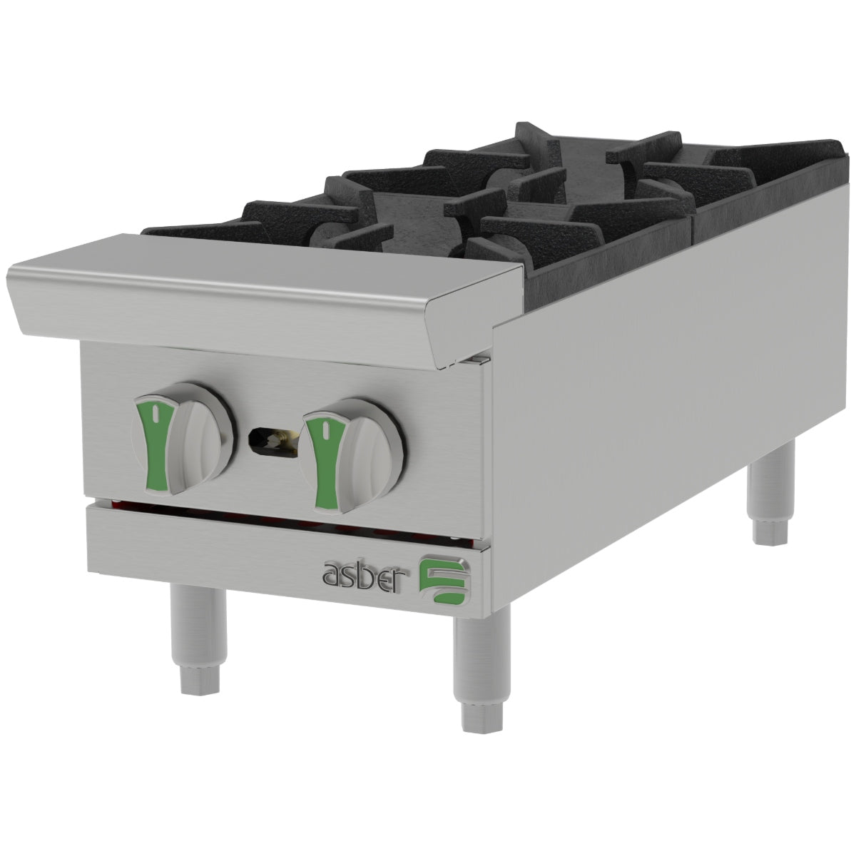Parrilla a gas sobremesa de 2 quemadores para cocinas comerciales 60000 BTU ASBER AEHP-2-12-EM