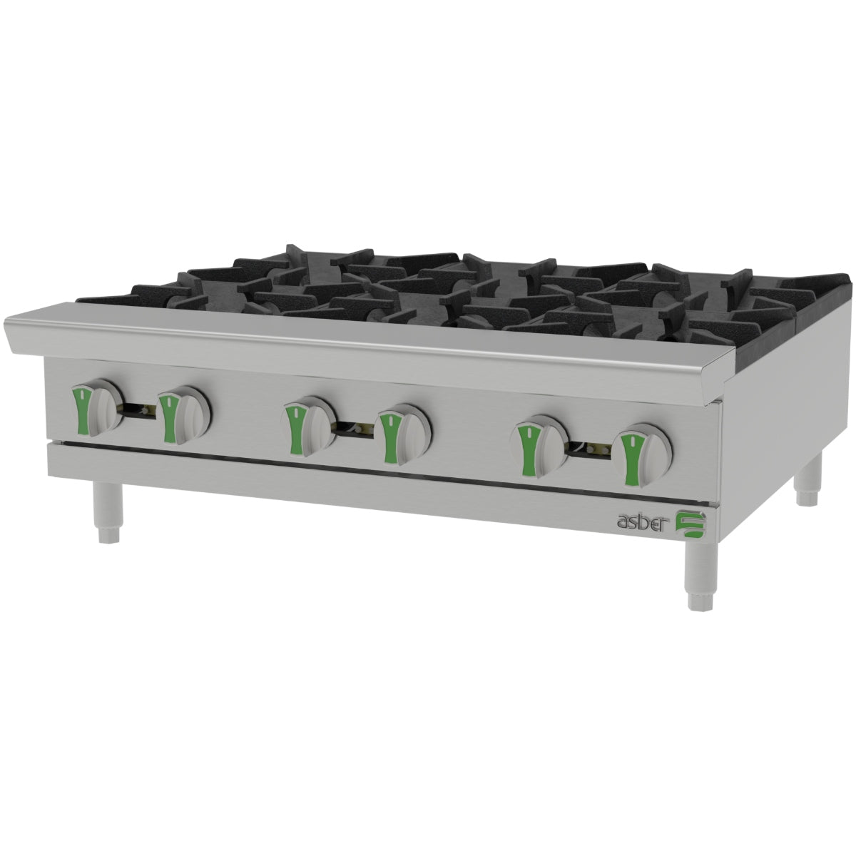 Parrilla a gas de 36 pulgadas con 6 quemadores para cocina comercial ASBER AEHP-6-36-EM