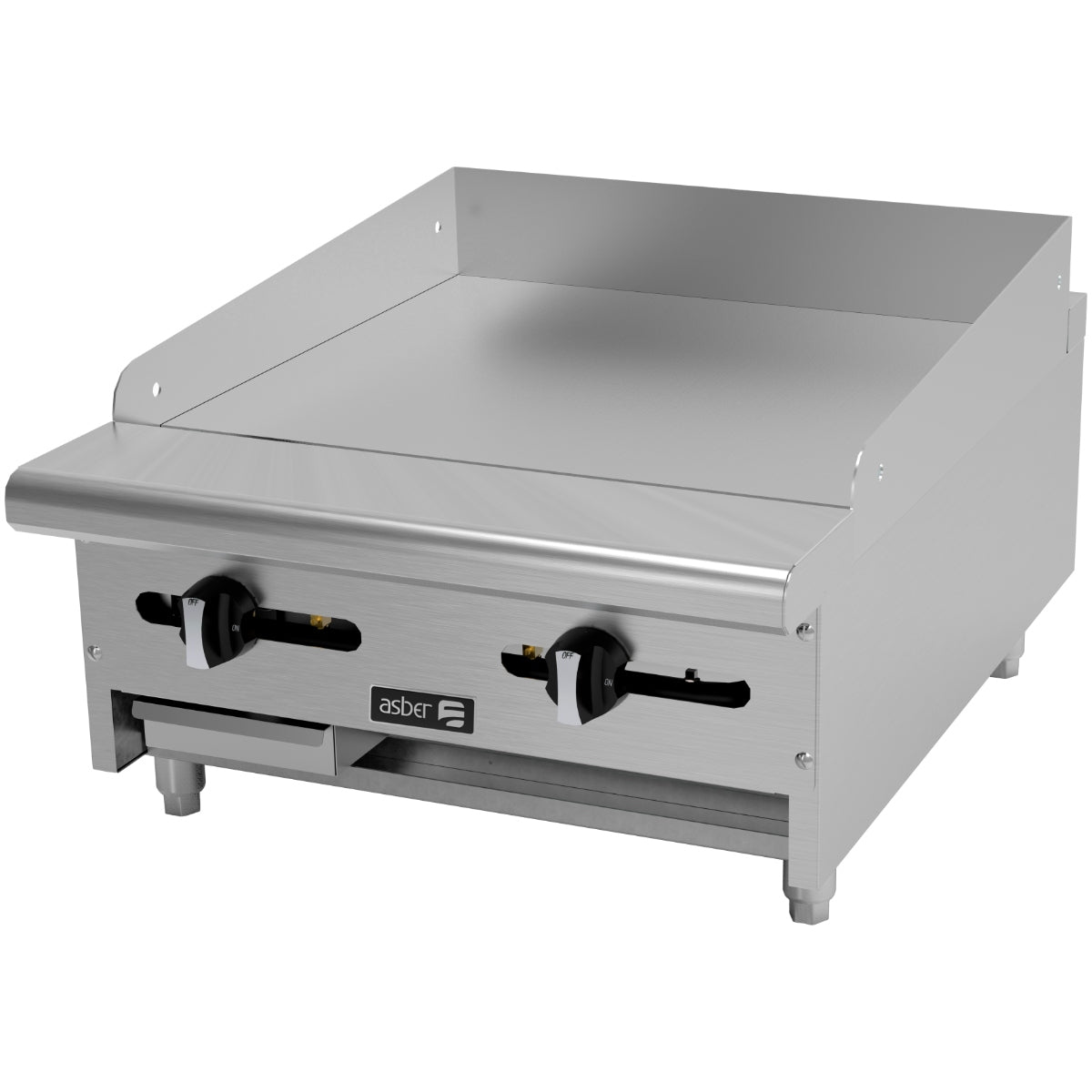 Plancha manual a gas de 24” con placa cold-rolled 3/4” y 60000 BTU para cocina comercial Asber AEMG-24-H