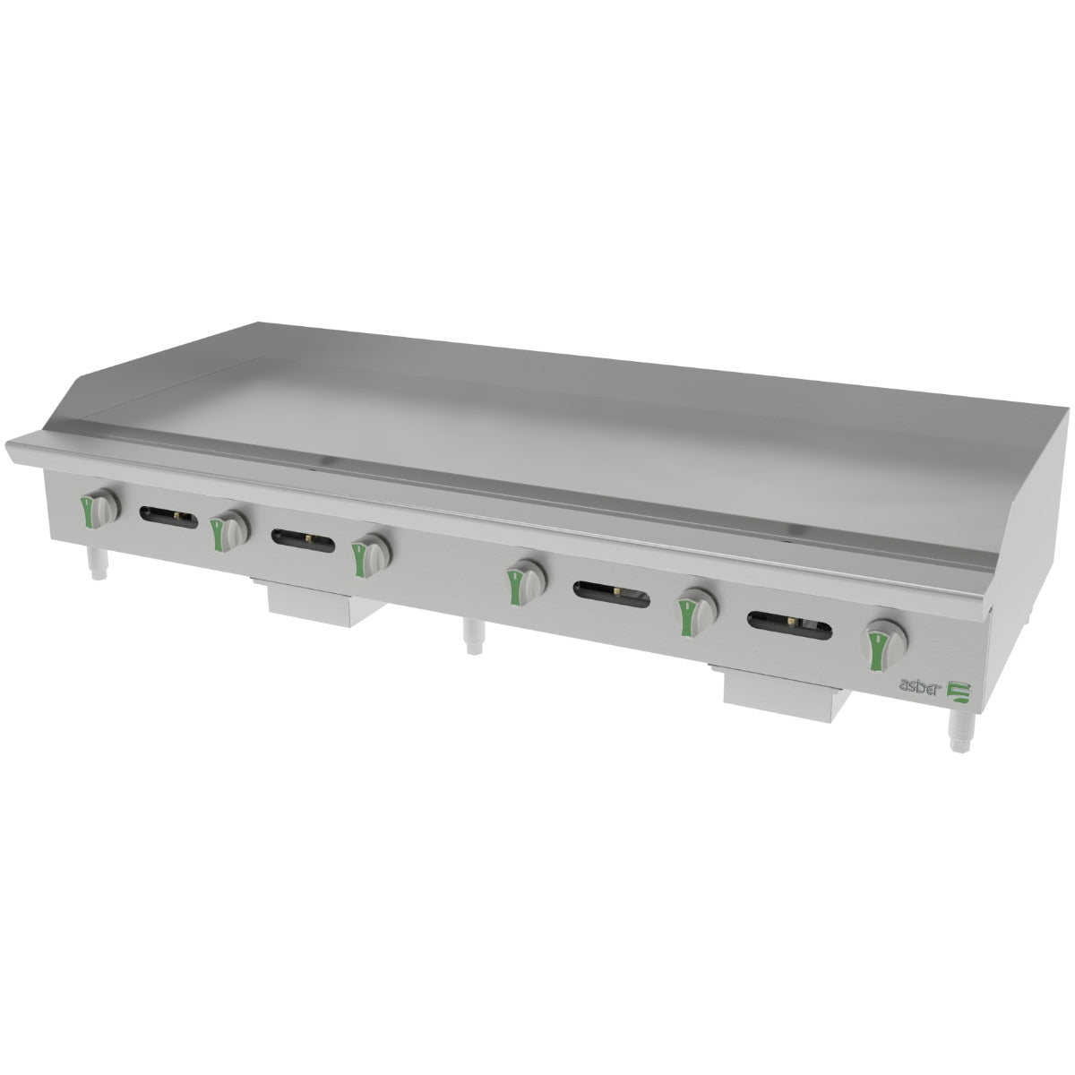 Plancha manual a gas de 72" con placa cold-rolled y 180000 BTU ASBER AEMG-72-EM