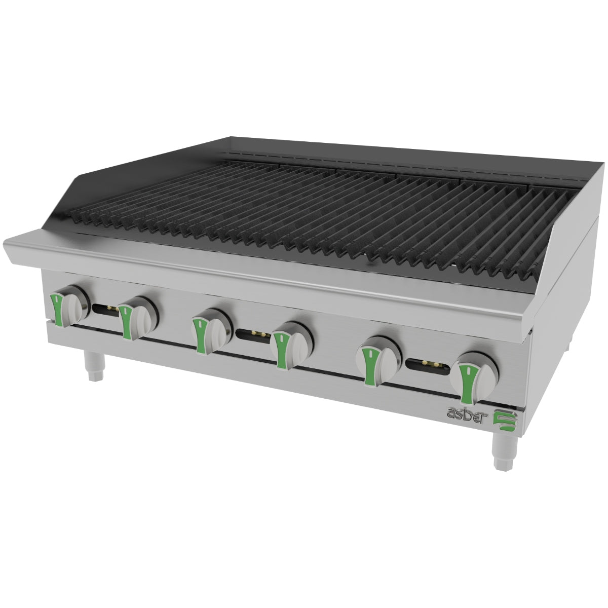 Asador radiante a gas de 36" con parrillas reversibles y 120000 BTU ASBER AERB-36-EM