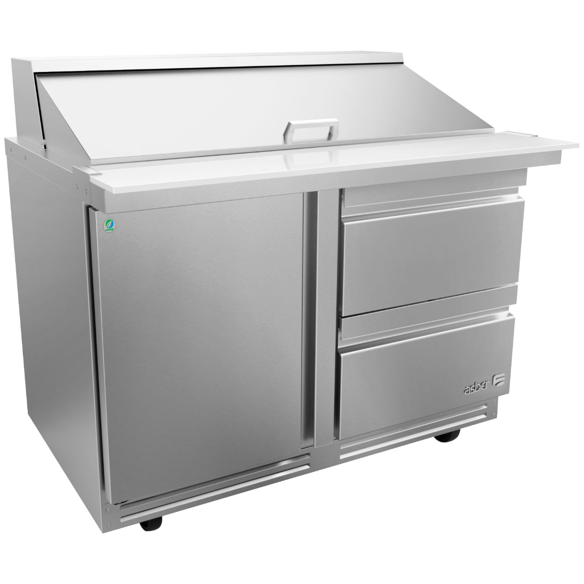 Mesa Refrigerada de Preparación Mega-Top con 1 Puerta y 2 Cajones ASBER APTM-48-18-D2-P-HC
