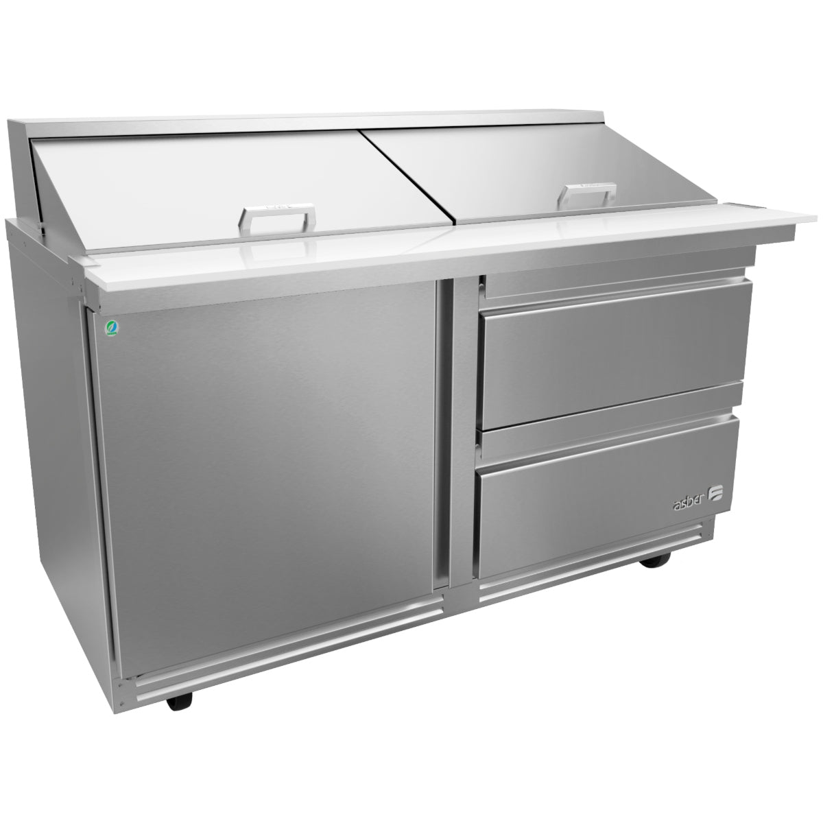 Mesa Refrigerada de Preparación Mega-Top 1 Puerta 2 Cajones 24 Insertos 1539x918x1292 mm ASBER APTM-60-24-D2-P-HC