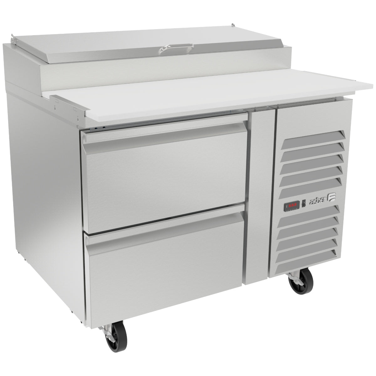 Mesa Refrigerada para Preparación de Pizzas con 2 Cajones y Insertos GN-1/3 1175 mm ASBER APTP-46-D2-P-HC