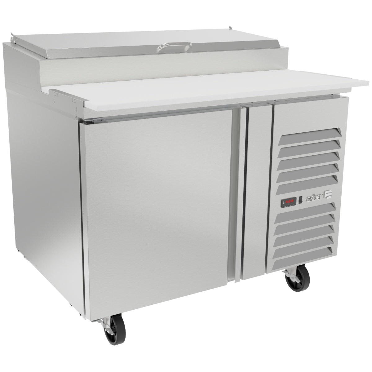 Mesa Refrigerada de Preparación para Pizzas 1 Puerta 11.6 ft³ Acero Inoxidable ASBER APTP-46-P-HC