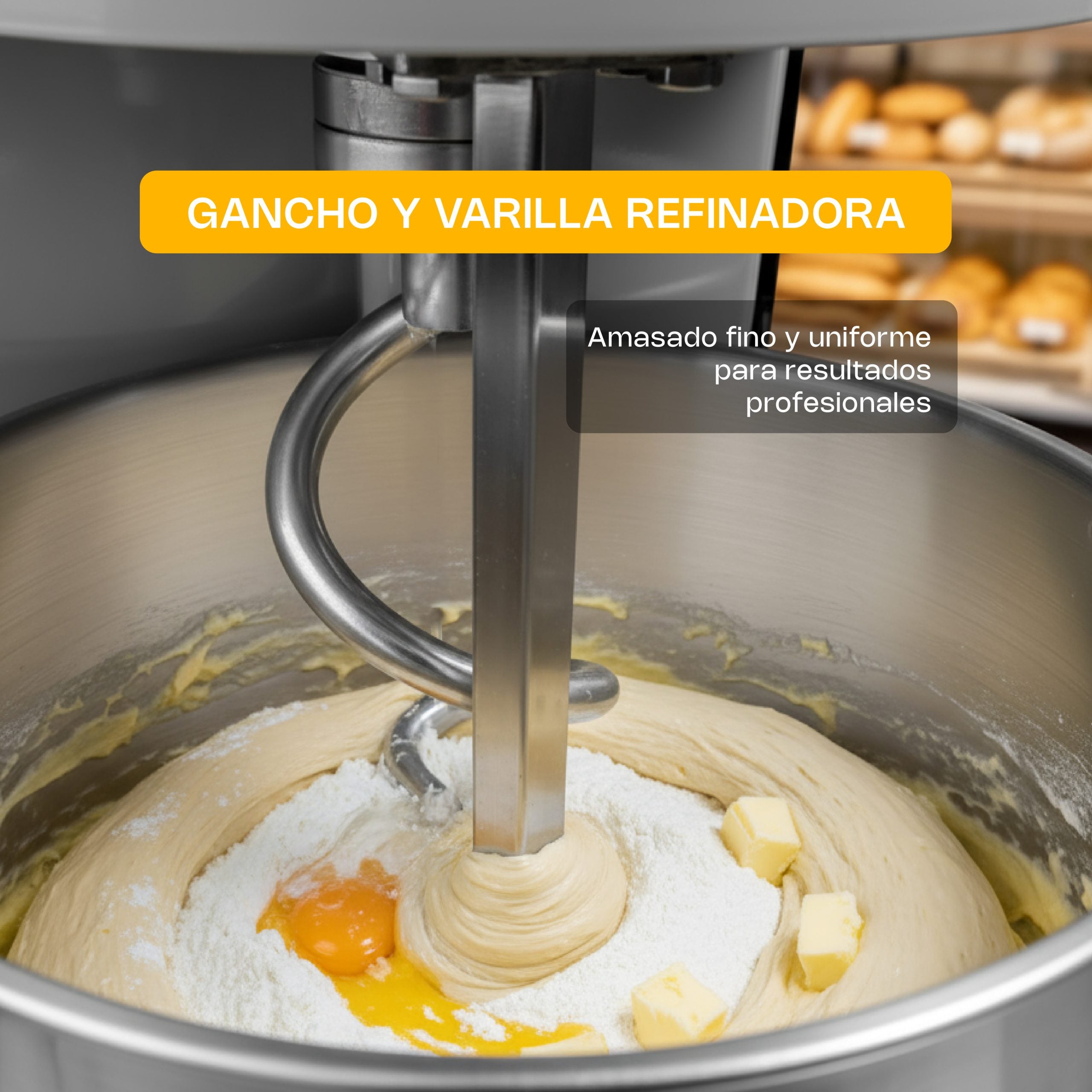 Amasadora de Espiral 30L / 13kg Harina Doble Acción 1,500W Monofásica Rhino AMASA-30