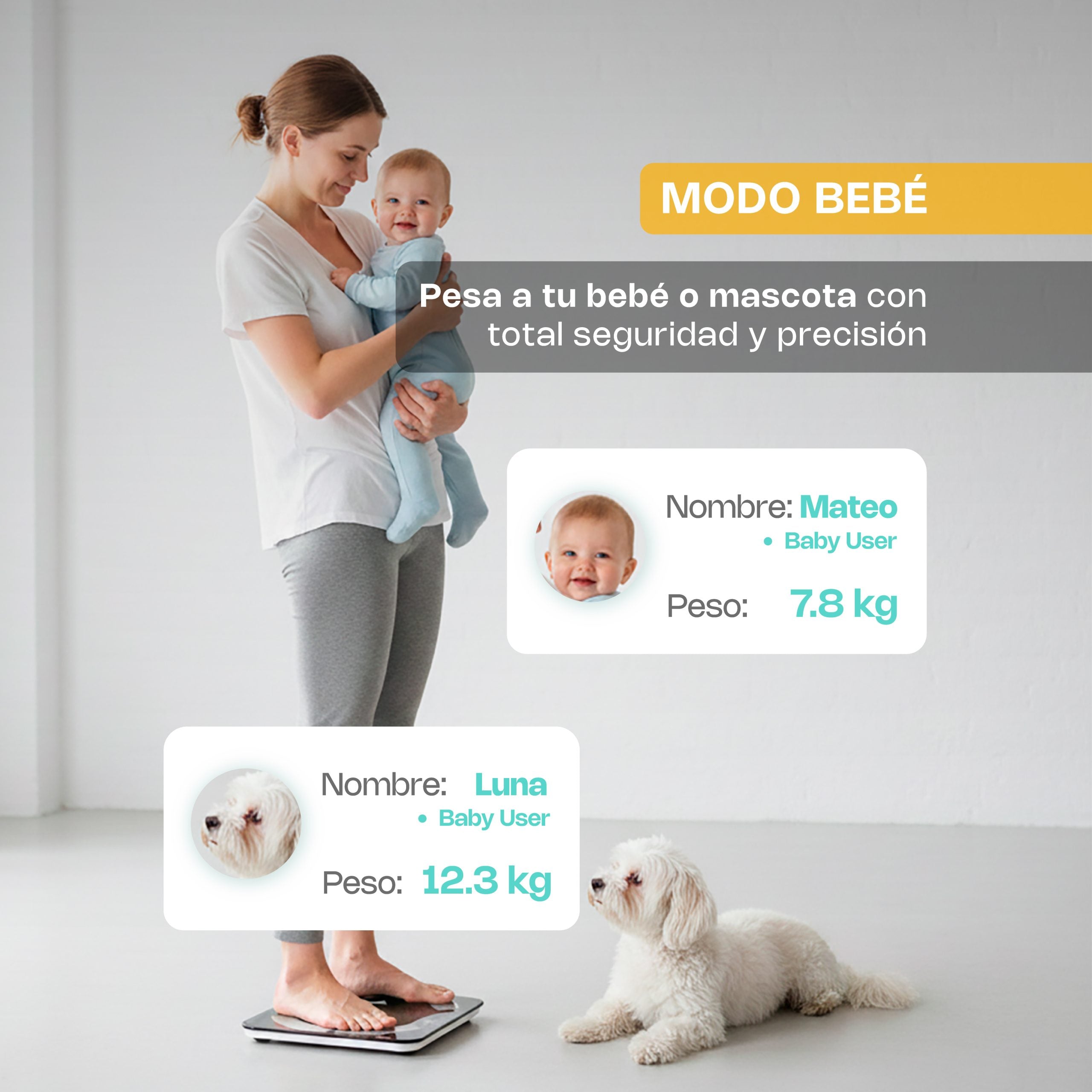 Báscula Inteligente para Peso Corporal de 180 kg con Bluetooth y Pantalla LED - Rhino BABAIN-180NG