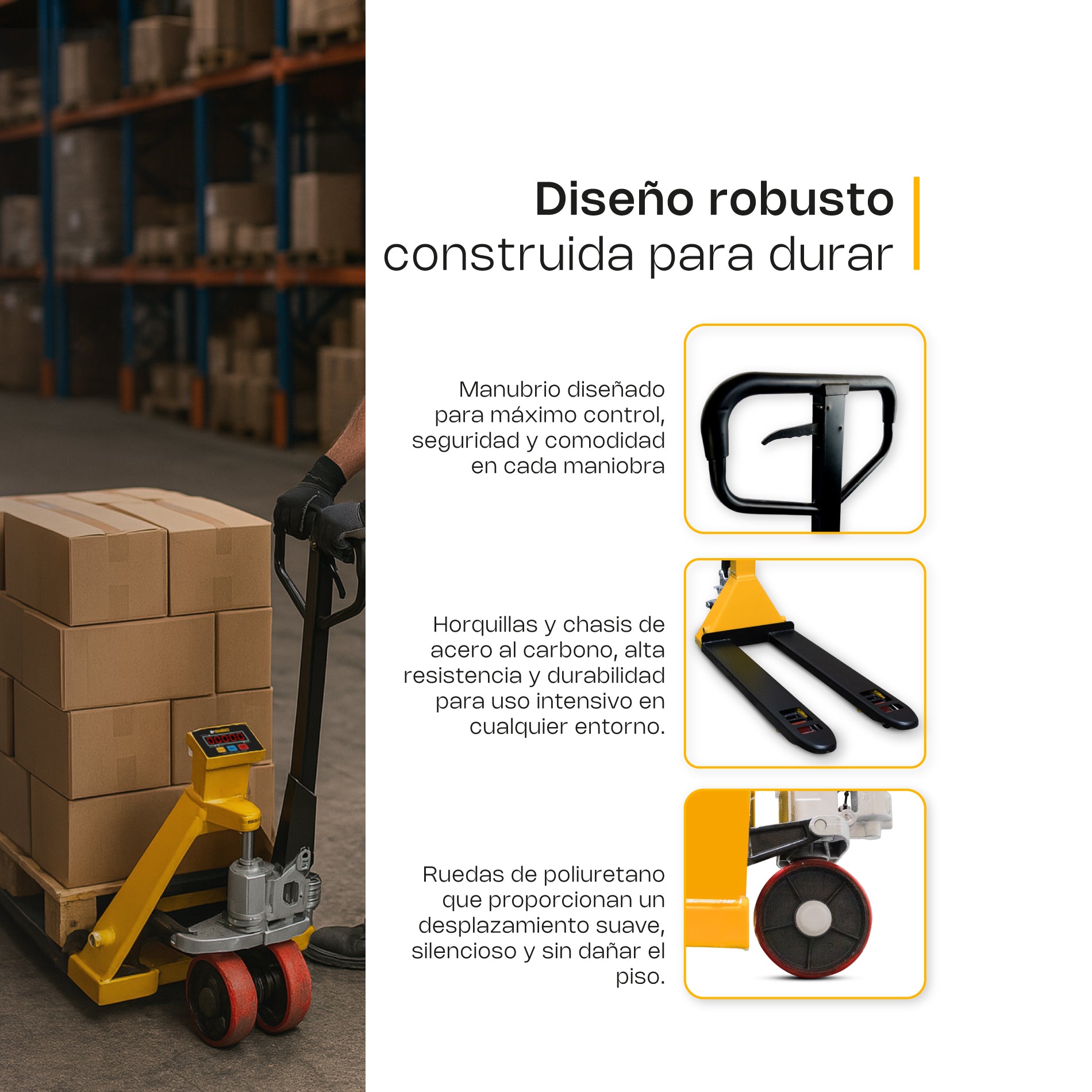 Báscula de Patín Hidráulico de 2 Toneladas con Control Remoto y Ruedas de Poliuretano Rhino BAPAT-2T