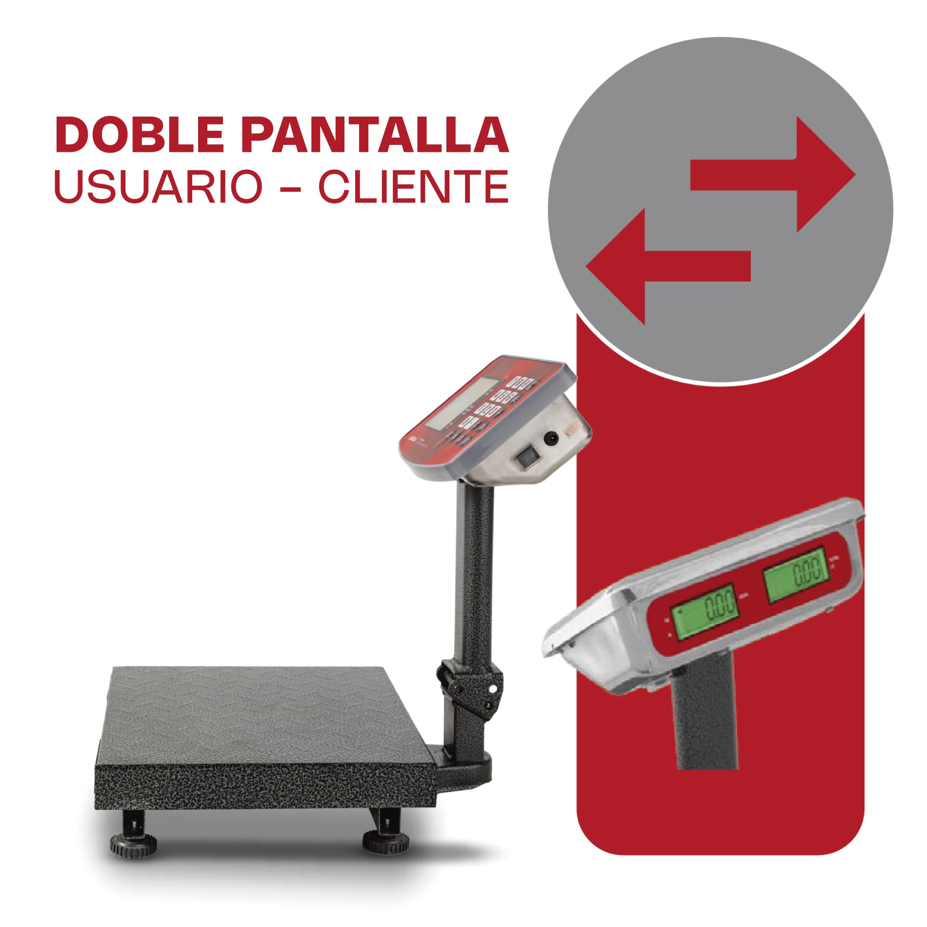 Báscula de Plataforma Plegable Comercial de 100 kg con Doble Pantalla Vinson BAPLE 60