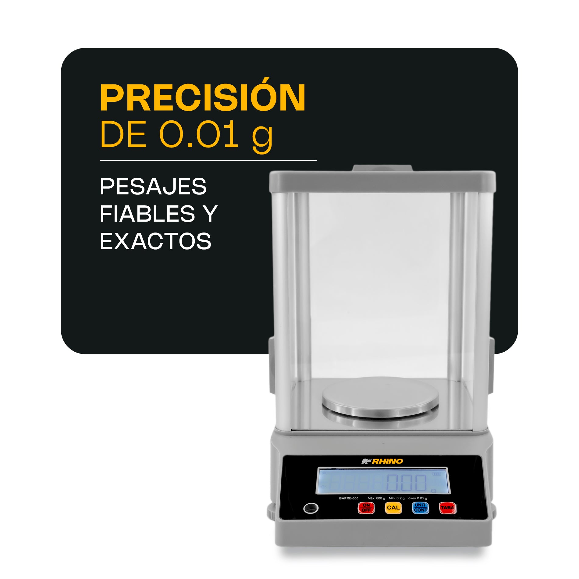 Báscula Electrónica de Precisión de 600 g con Conteo de Piezas y Función Hold Rhino BAPRE-600
