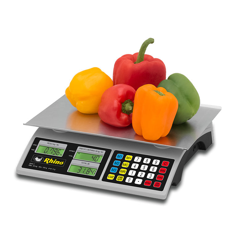 Báscula De Mostrador Rhino Bar-7 Digital Recagable Abarrotes Caja Registradora 30 Kg