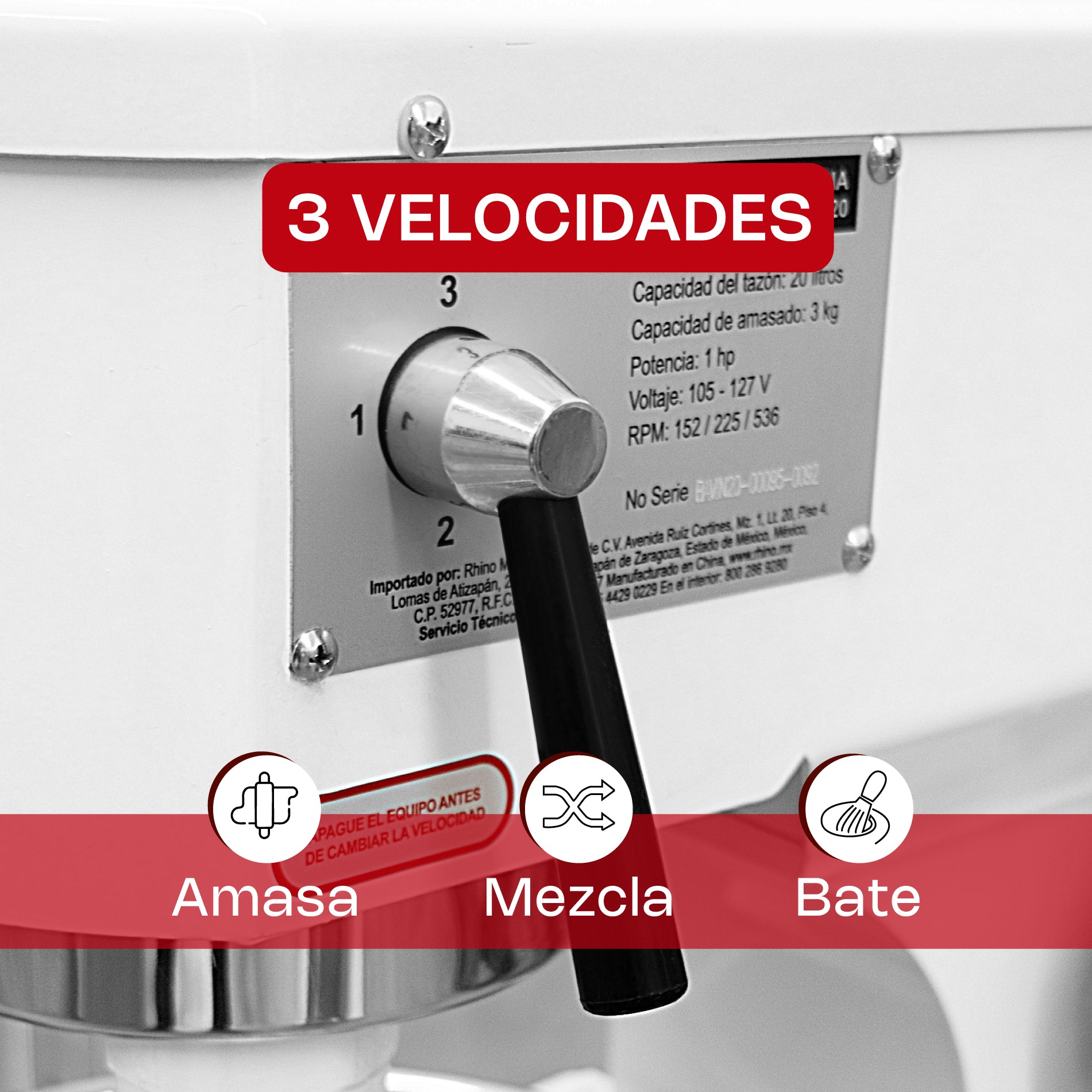 Batidora Planetaria Profesional de 20 Litros con 3 Velocidades y Accesorios Vinson BAVIN-20