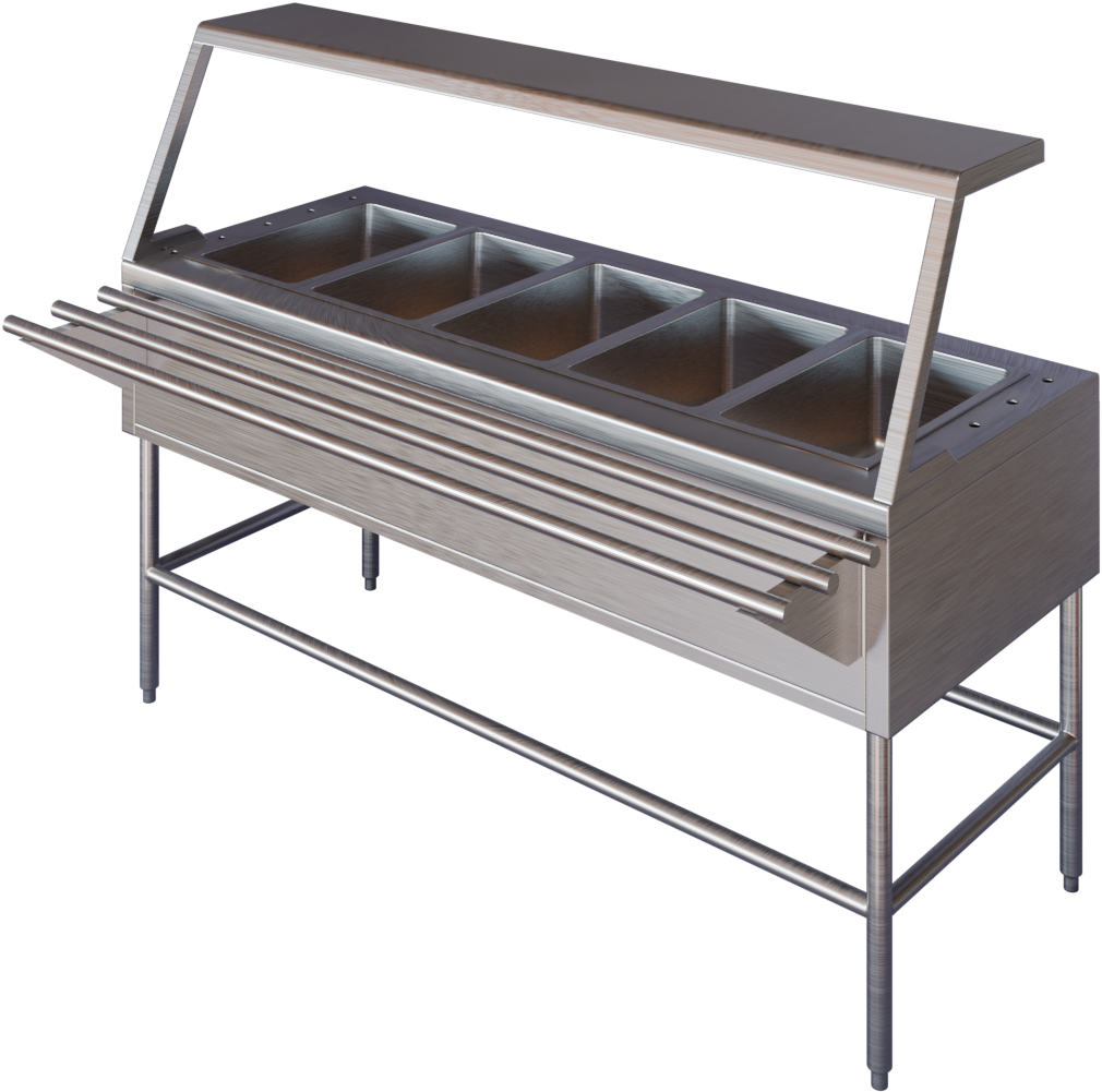 BAÑO MARIA TIPO SANITARIO CON REPISA DESLIZADORA TUBULAR Y REPISA CUBRE ESTORNUDOS DE 2GN