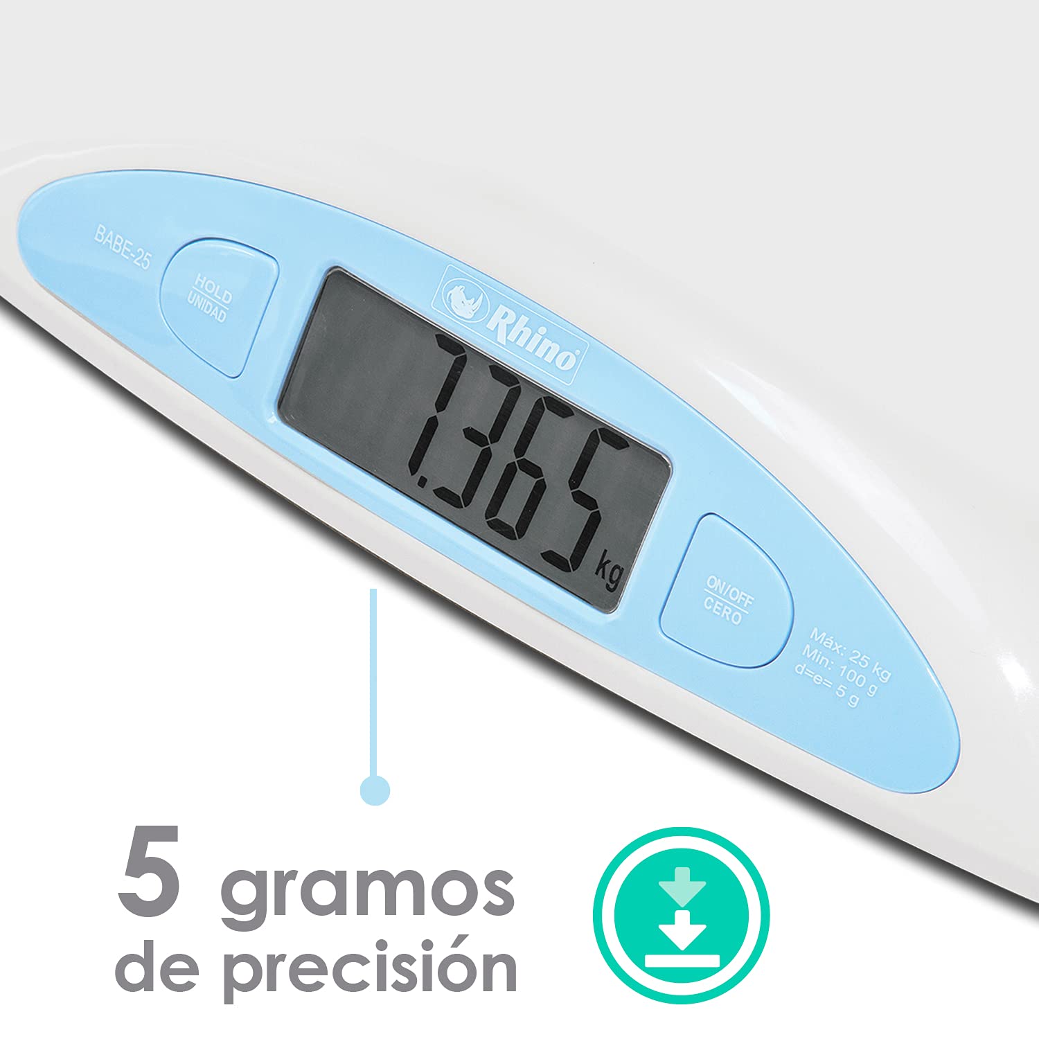 Bascula Electronica para Bebes 25 kg Rhino BABE-25
