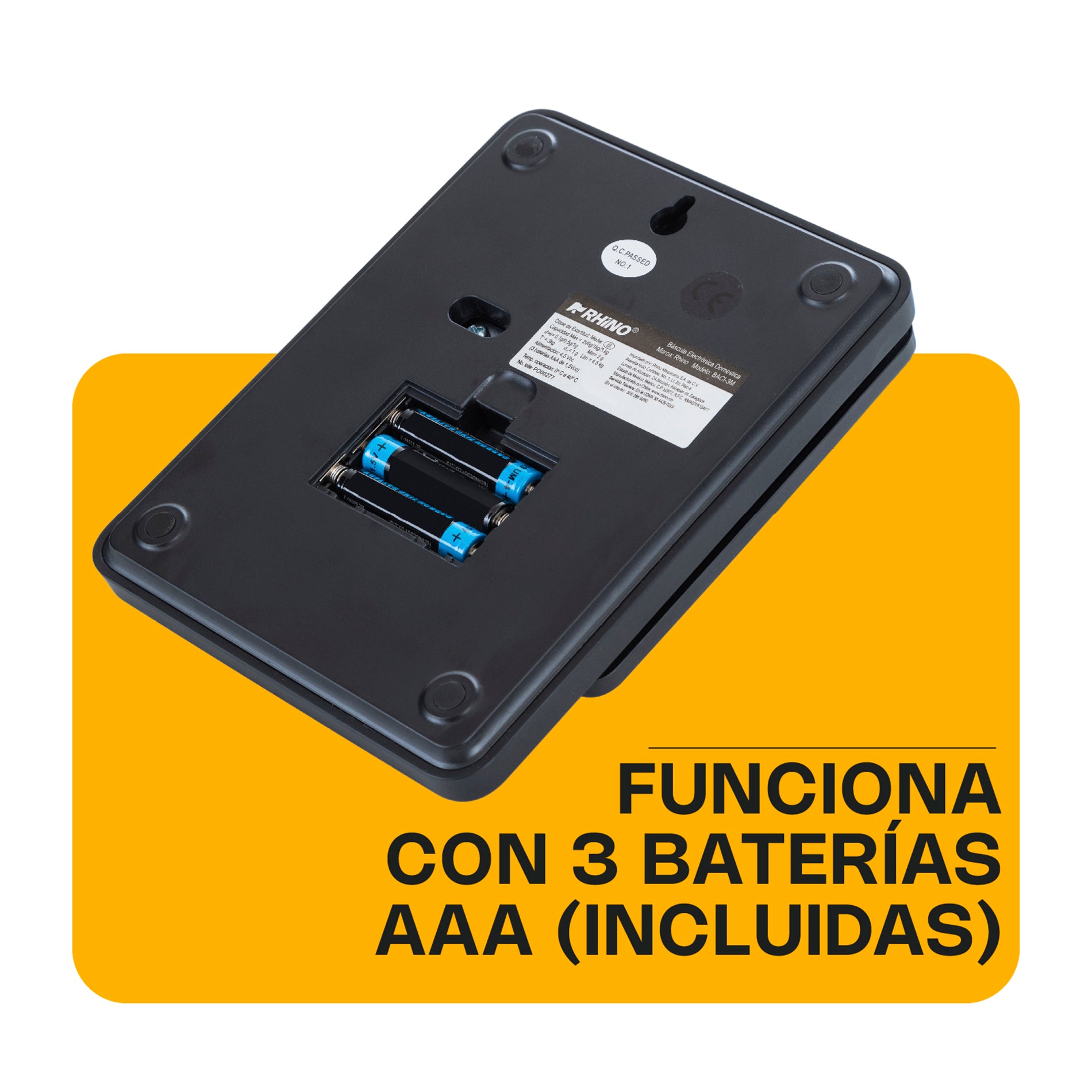 Báscula Digital de Precisión de 0.1 g con Capacidad de 3 kg Rhino - BACI-3M