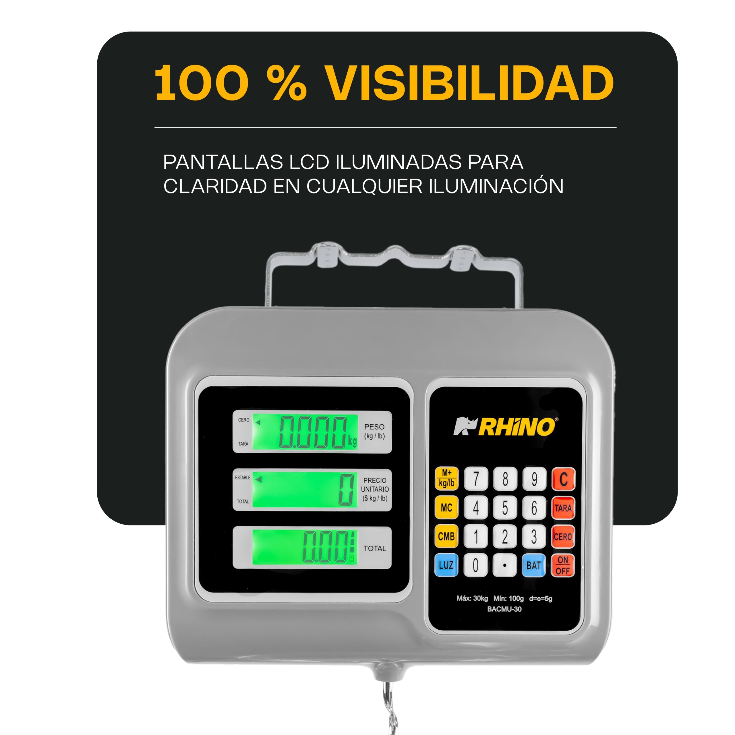 Báscula Colgante Multifunciones 30 kg / 5 g Rhino BACMU-30