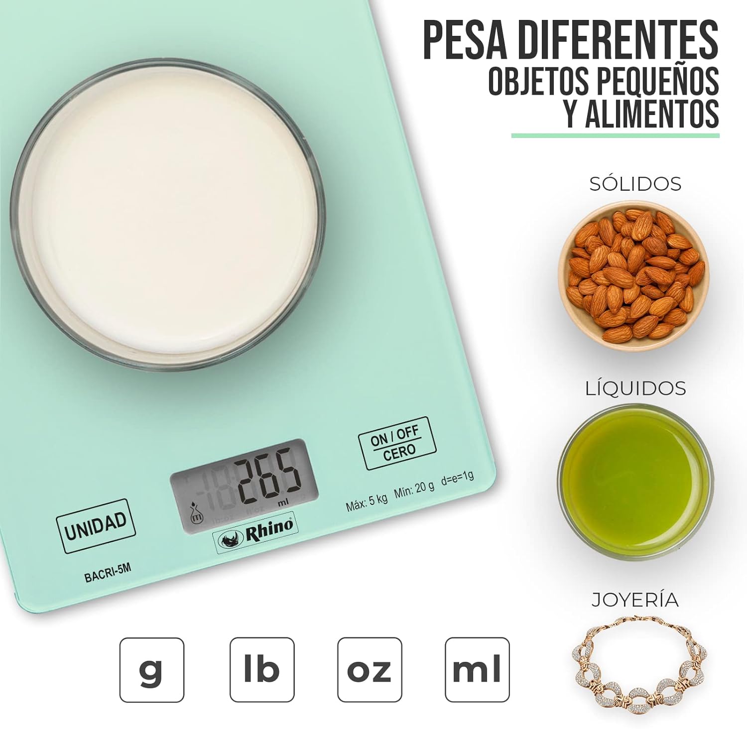 Balanza Electrónica Doméstica 5 kg / 1 g Rhino BACRI-5M