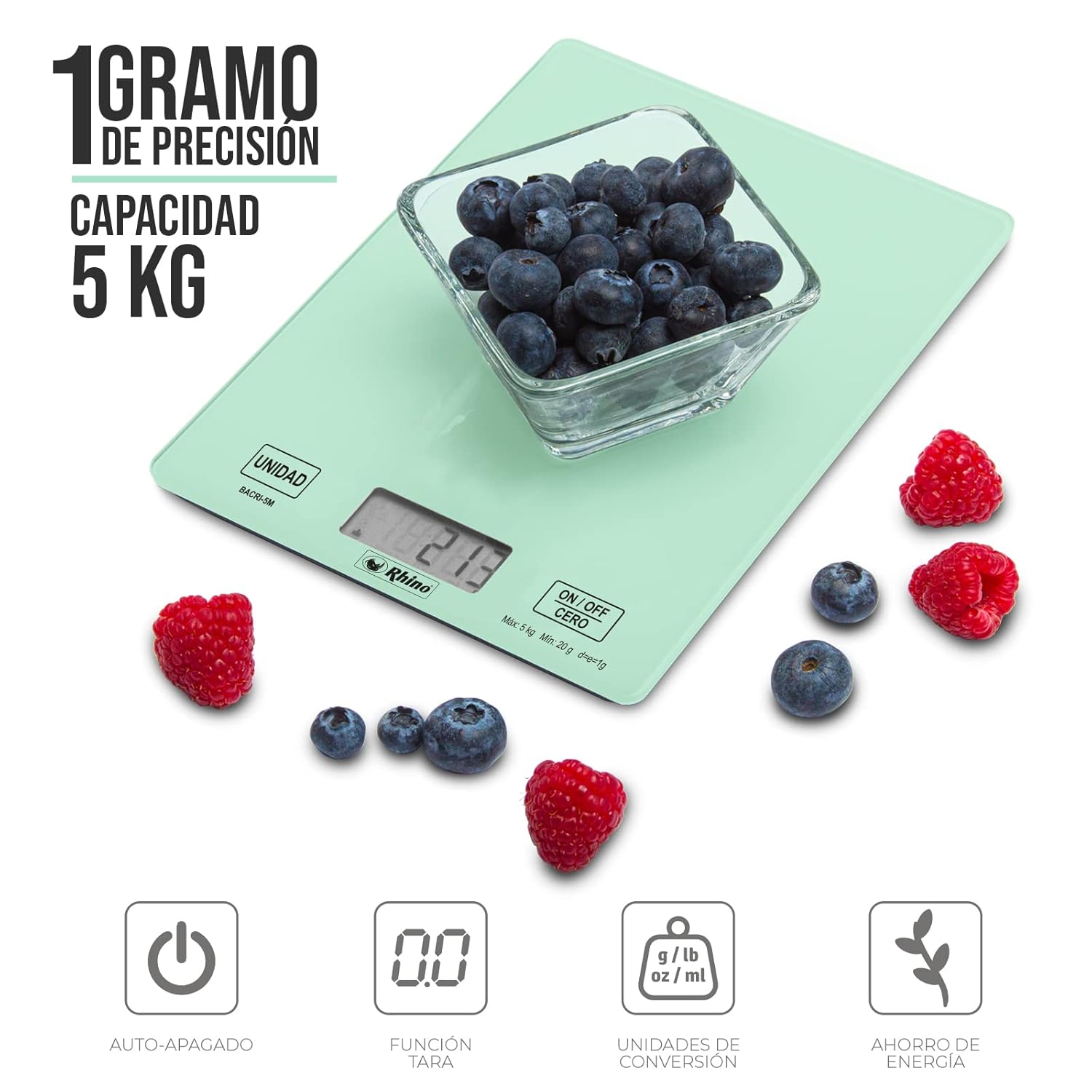 Balanza Electrónica Doméstica 5 kg / 1 g Rhino BACRI-5M