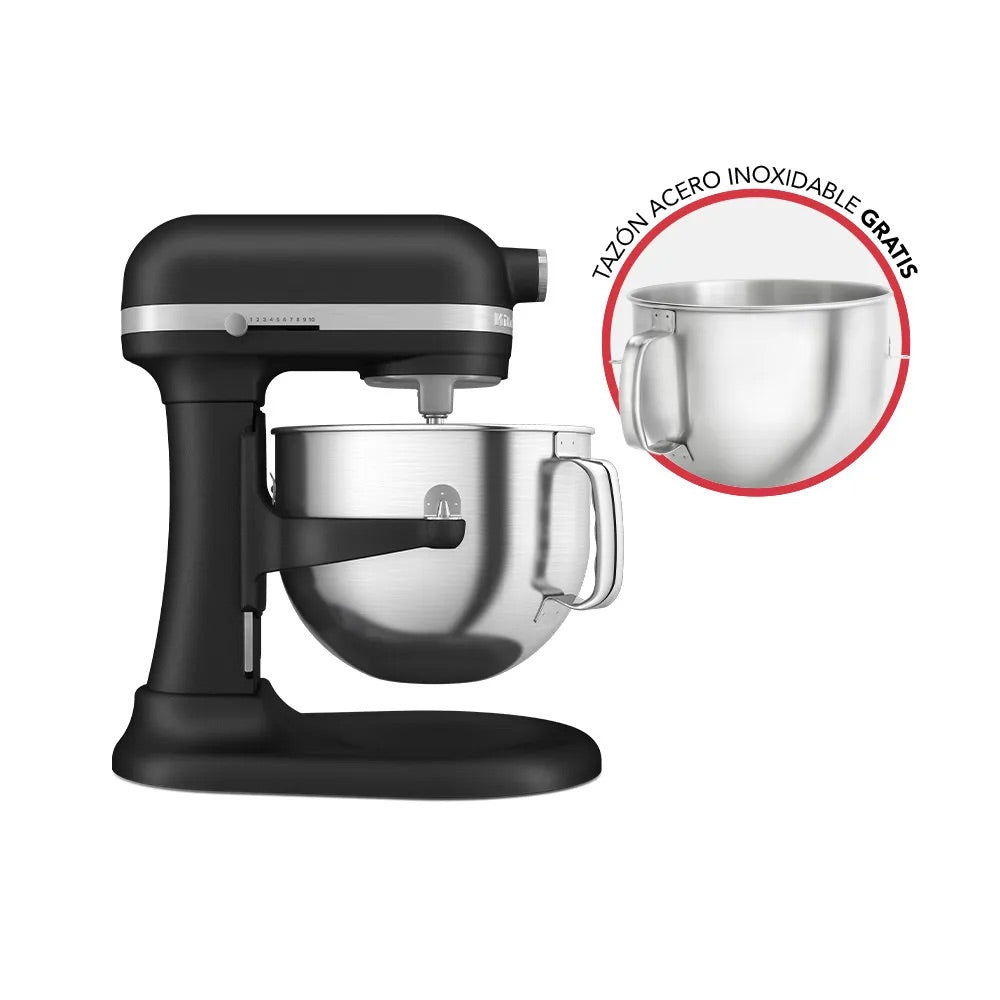 Combo Batidora Tazón Elevable 6.6 L Cast Iron + Regalo Tazón de acero inoxidable kitchenaid KSM70SKXXBK