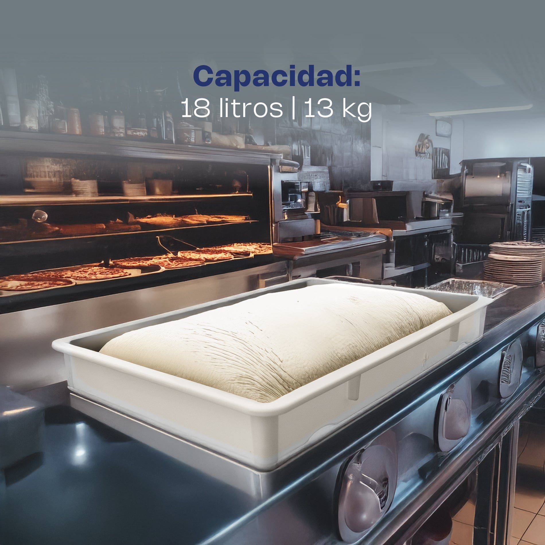 Caja de Polipropileno para Masa de Pizza de 18 Litros y Espesor de 5 mm 6pz Caledonia CAMAPI-18CH
