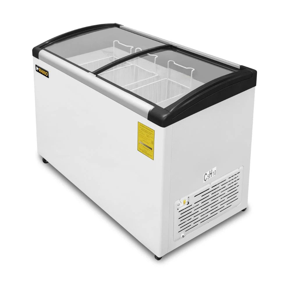 Congelador Expositor Dual de 9.2 ft³ con Tapa de Cristal Curvo Rhino CONGECRI-10C