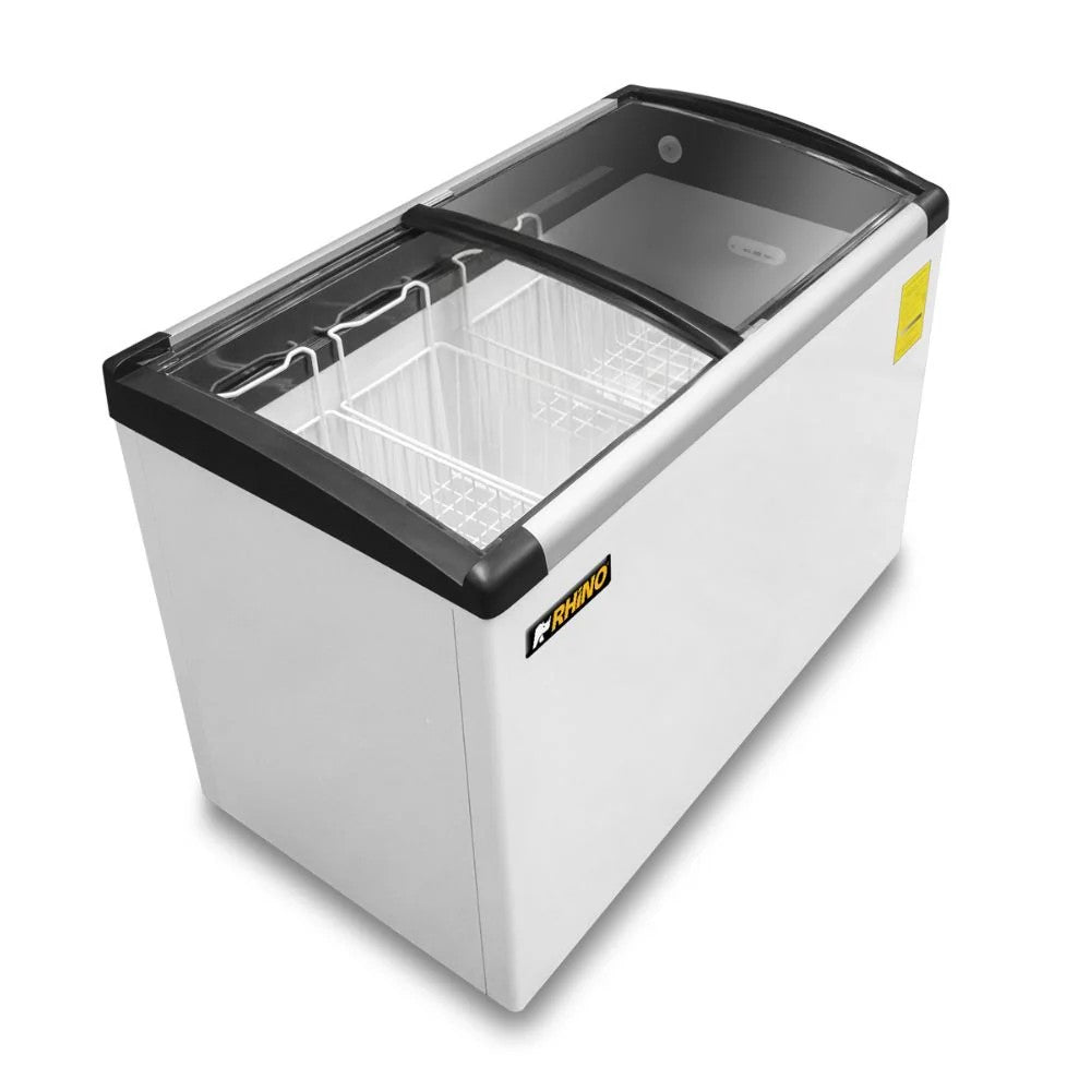 Congelador Expositor Dual de 9.2 ft³ con Tapa de Cristal Curvo Rhino CONGECRI-10C