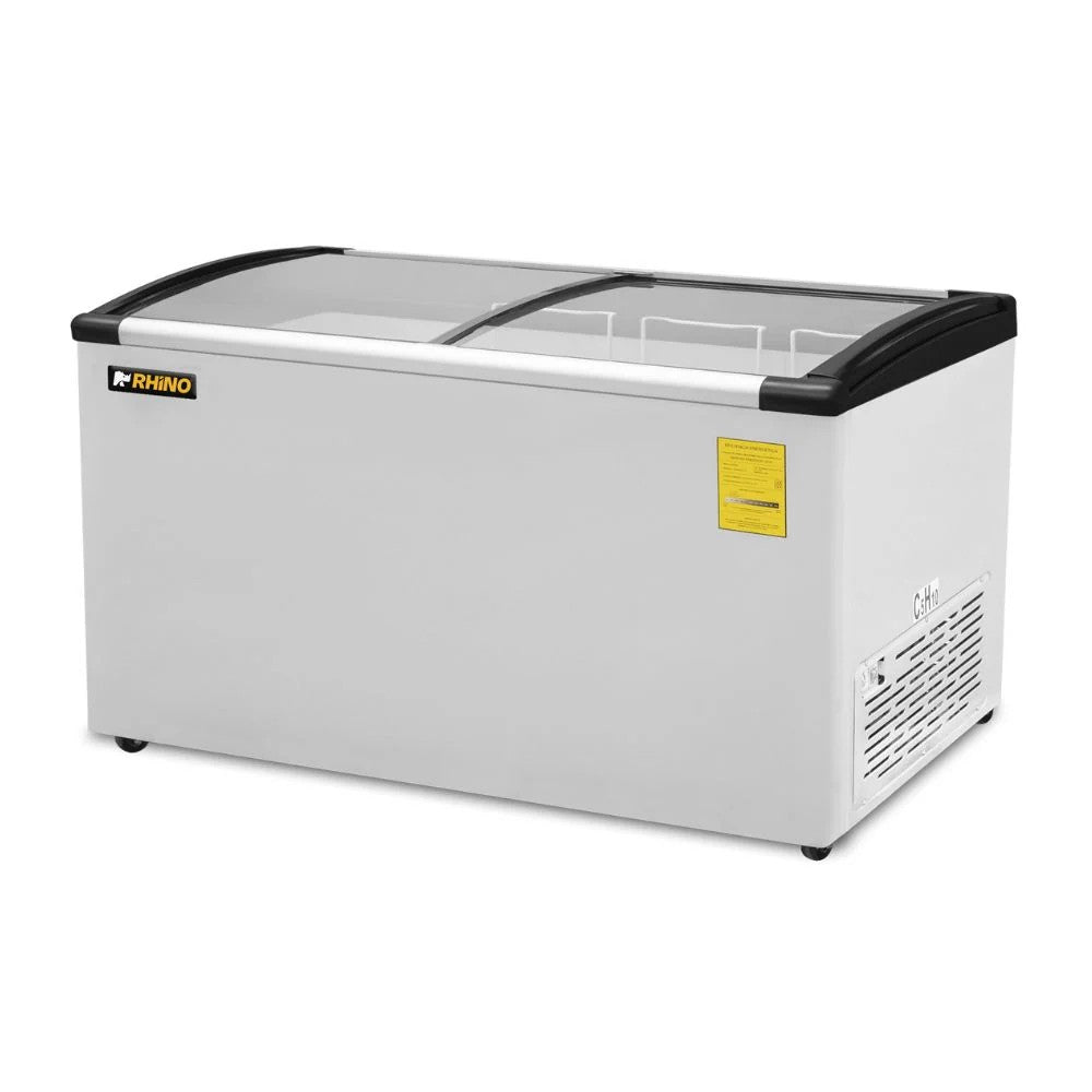 Congelador Expositor Dual de 9.2 ft³ con Tapa de Cristal Curvo Rhino CONGECRI-10C