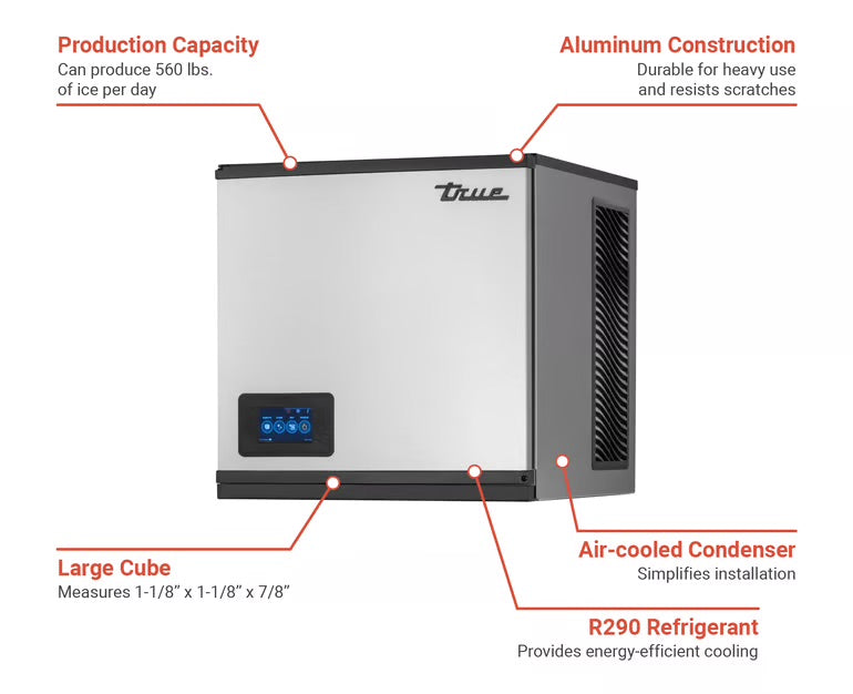 máquina de hielo en cubos grandes de 25" refrigerado por aire True TCIM-522-LA1-A