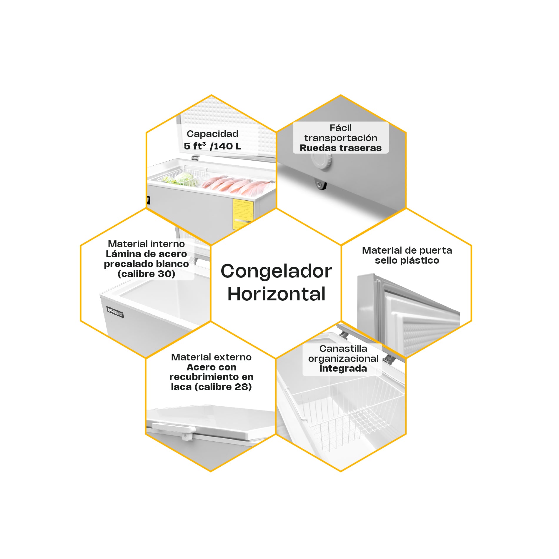 Congelador Horizontal 5 Pies Rhino CONGECO-5