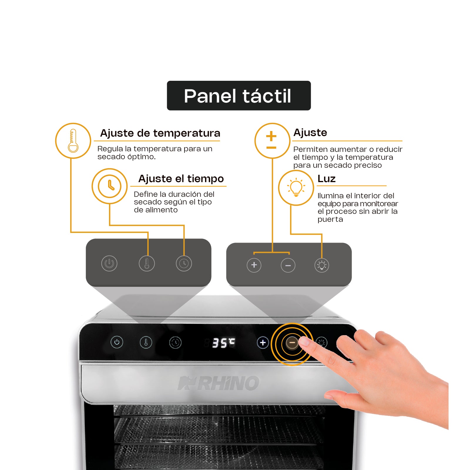 Deshidratador de Alimentos 700 W 6 Charolas Rhino DESALI-6