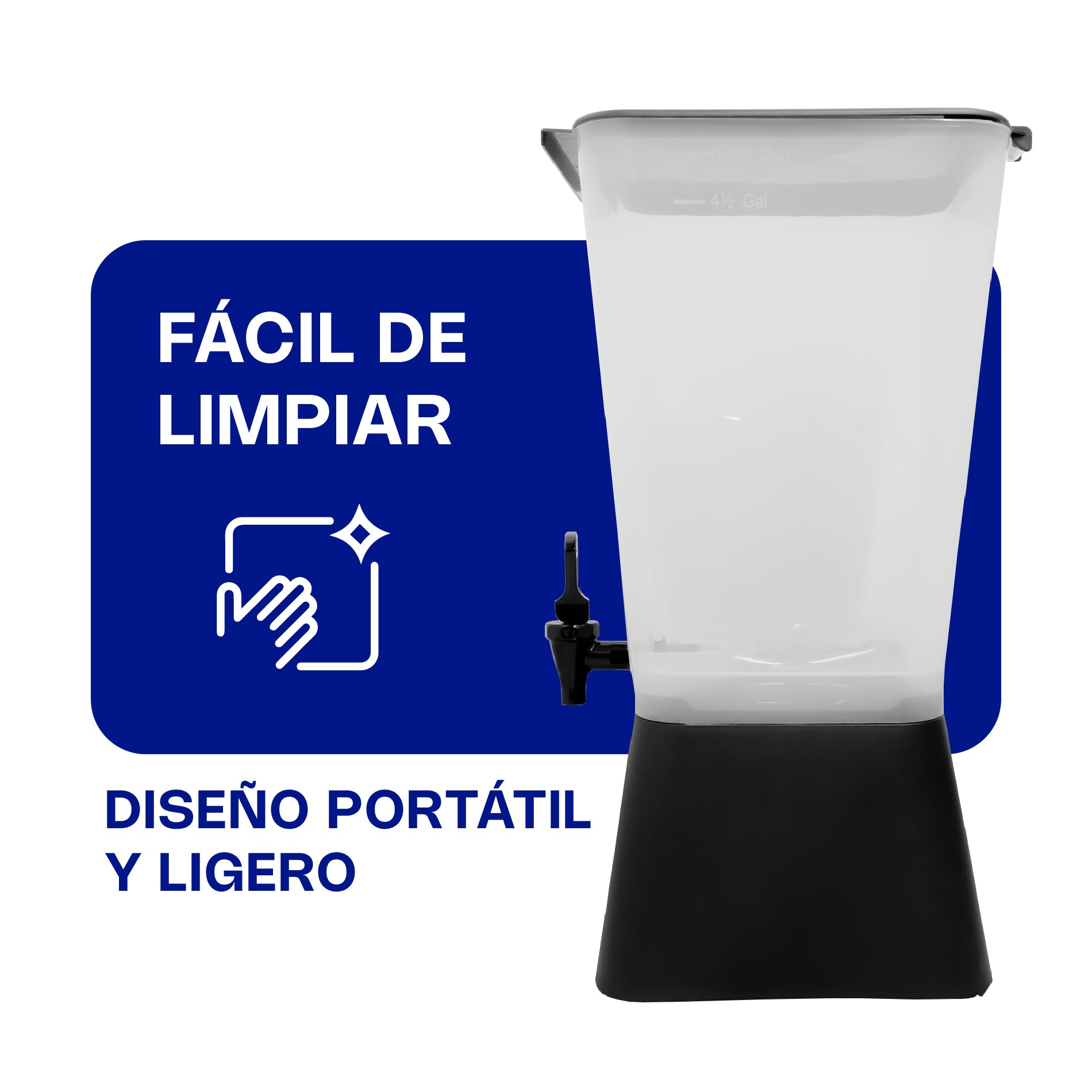 Dispensador de Bebidas de Polipropileno de 19 Litros con Válvula Manual Caledonia DISBE-19