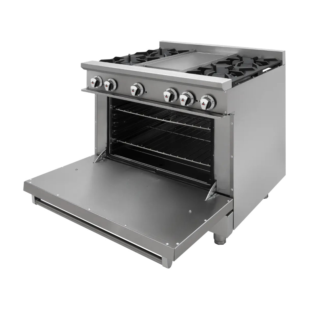Estufa con 4 quemadores, horno y plancha Drago modelo CG-41P