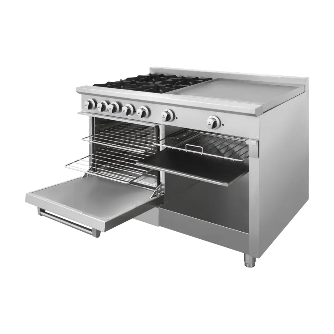 Estufa con 4 quemadores, horno y plancha de 2 pies Drago modelo CG-41 PD