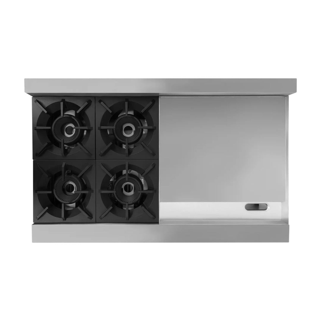 Estufa con 4 quemadores, horno y plancha de 2 pies Drago modelo CG-41 PD