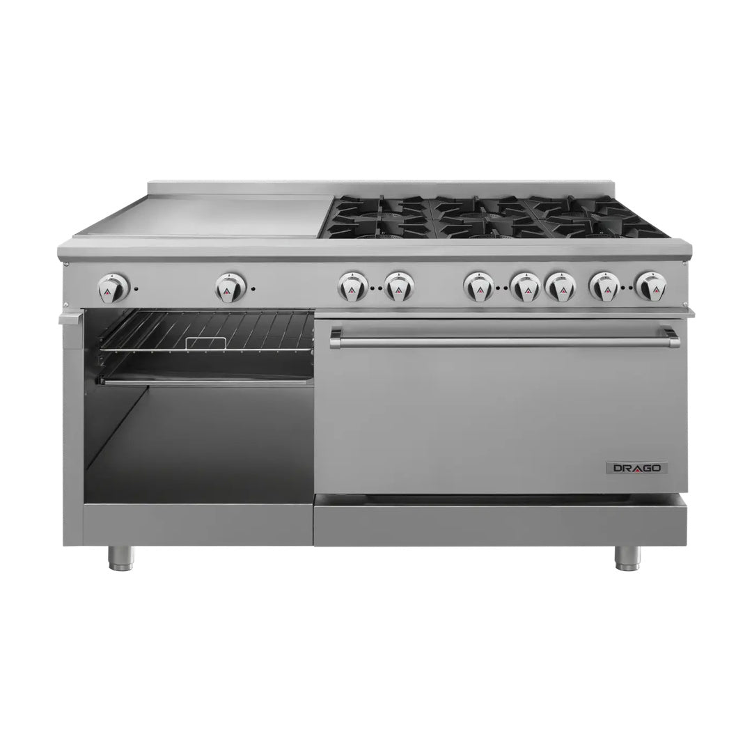 Estufa con 6 quemadores, horno y plancha Drago - CG-61PD / GES-062-000