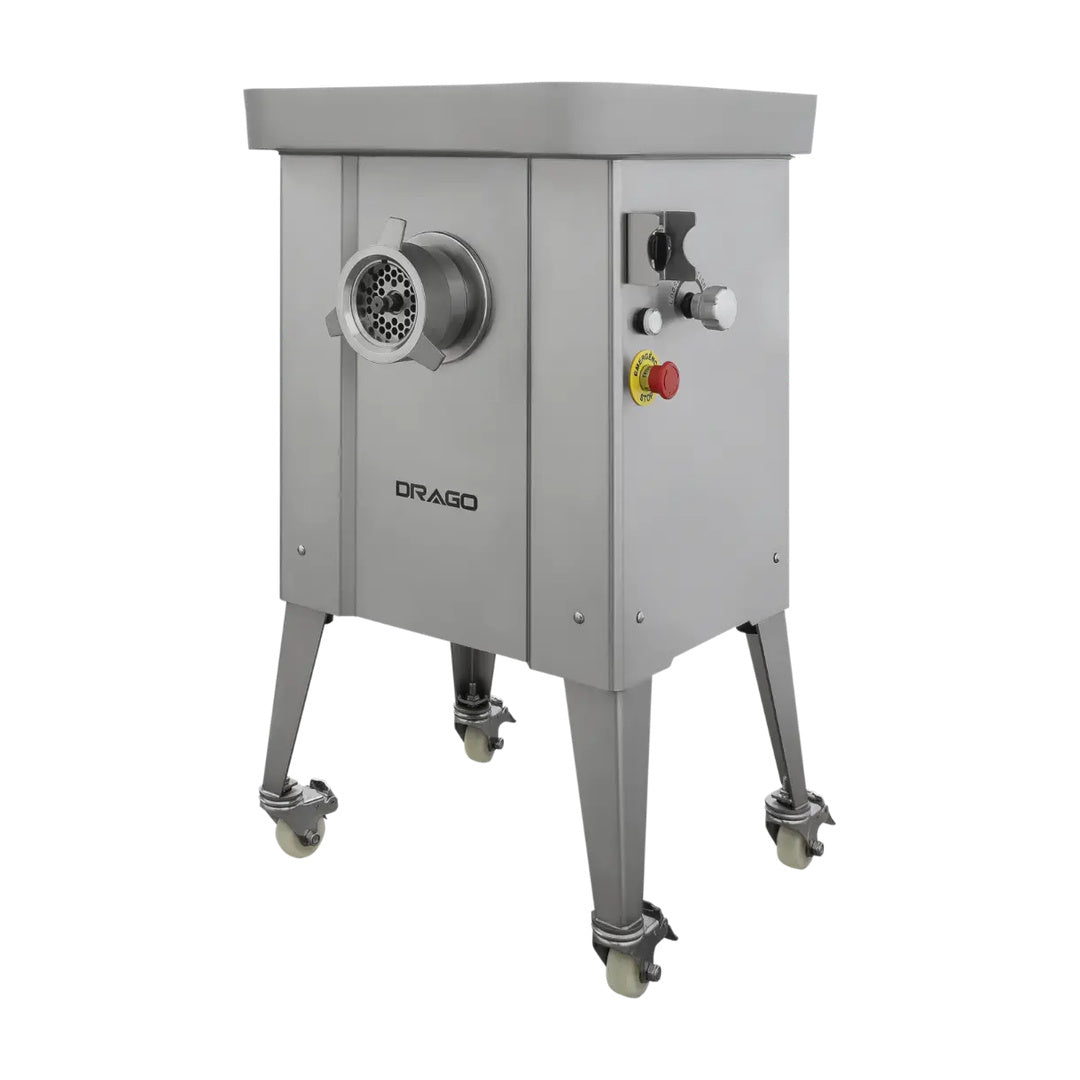 Molino de carne MC-32P-2HP de acero inoxidable 2hp con pedestal Drago MC-32P-2HP