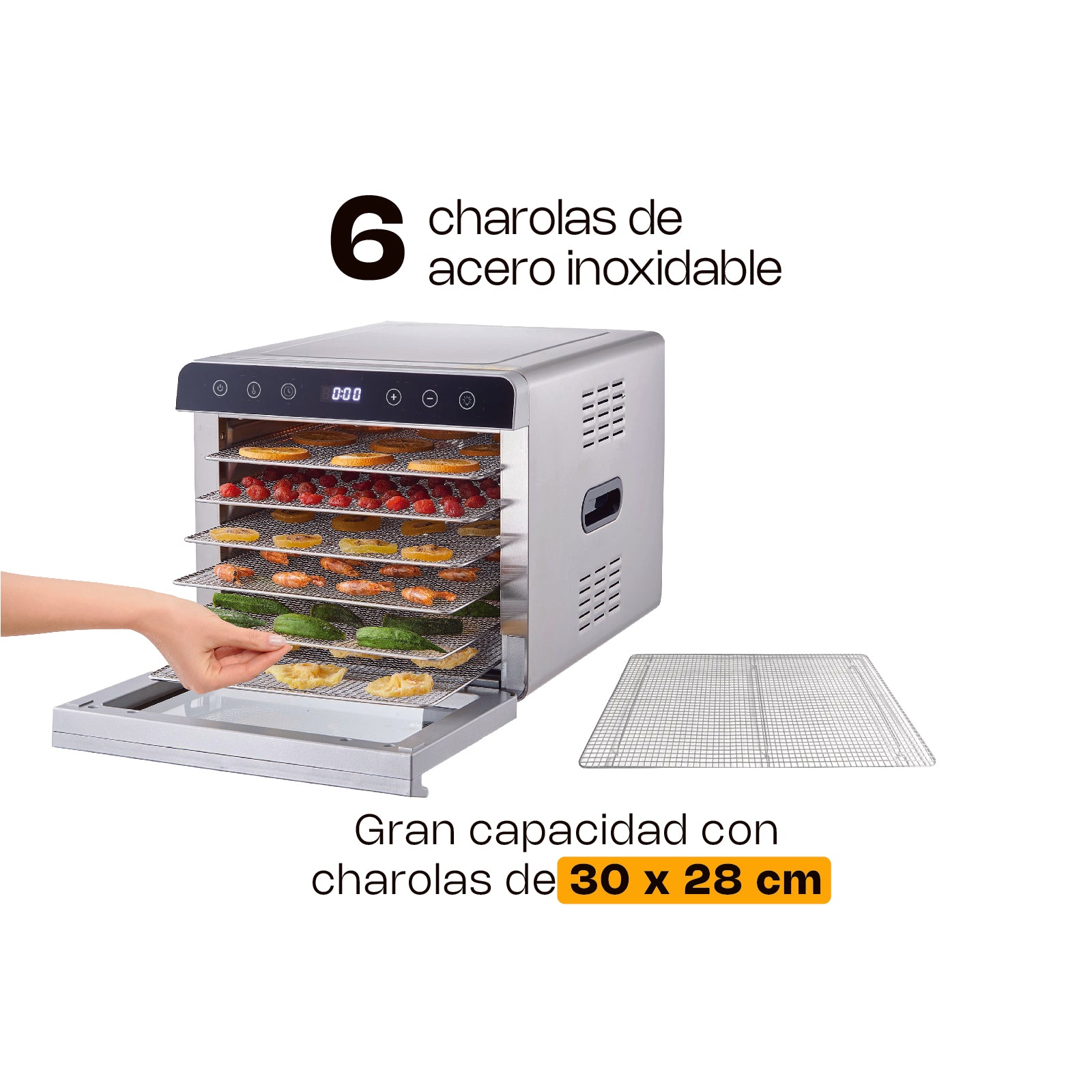 Deshidratador de Alimentos 700 W 6 Charolas Rhino DESALI-6