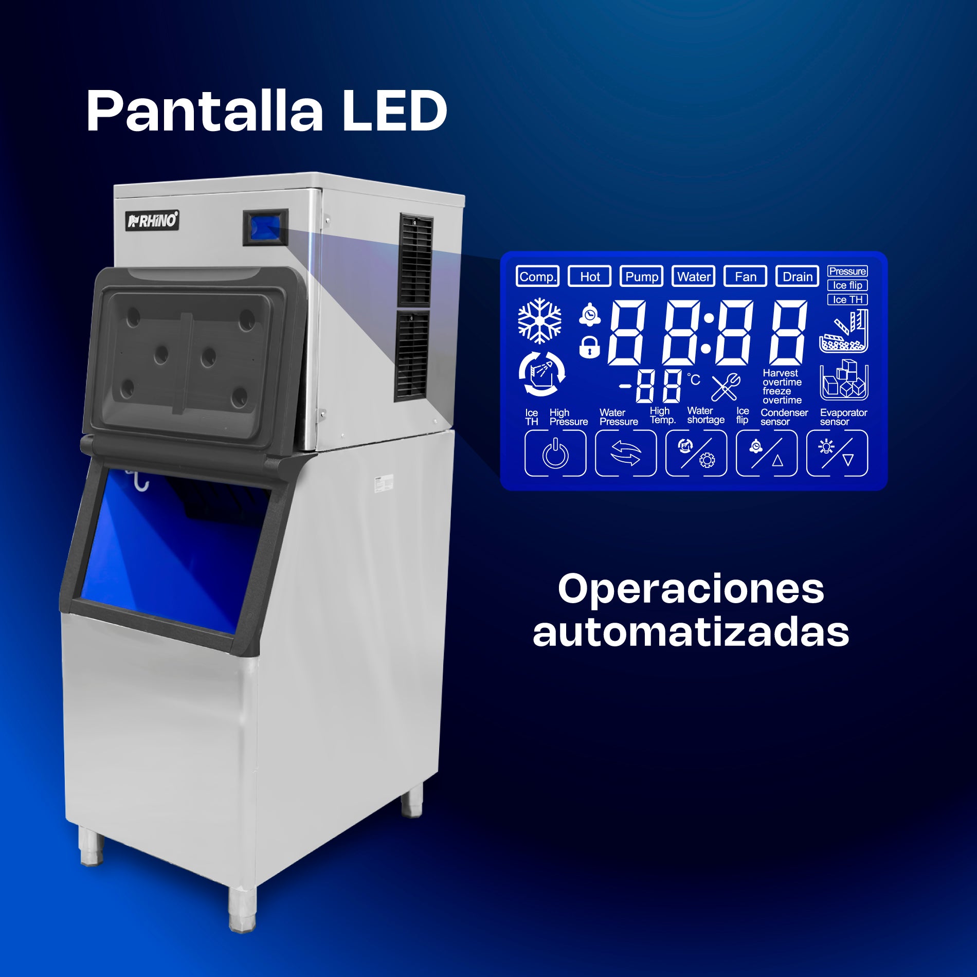 Fabrica de Hielo 200 kg Rhino FAHIEL-200