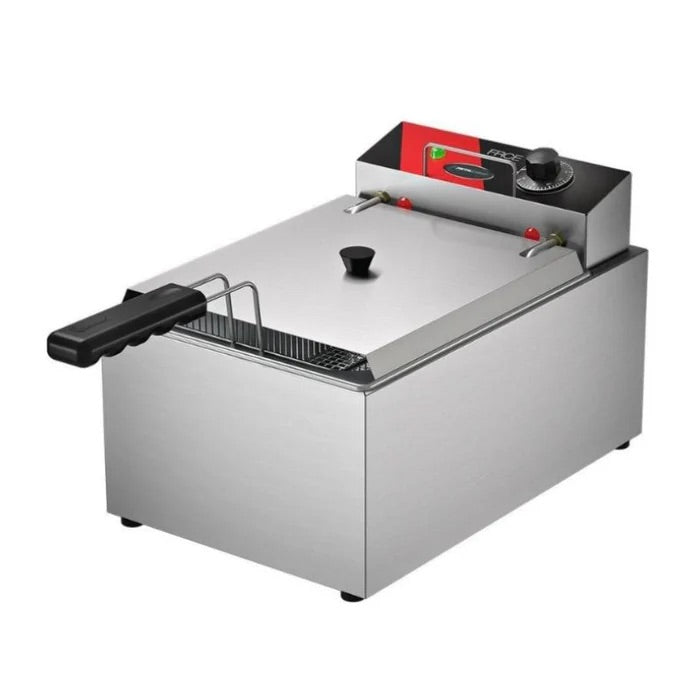 Freidora Eléctrica 5 Litros Con Tapa Acero Inox. Metalcubas FRCE5