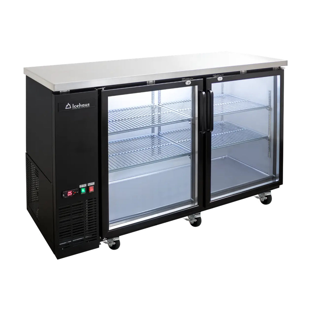 Refrigerador contra barra 2 puertas de cristal Icehaus modelo CBR-2PC-SS-01