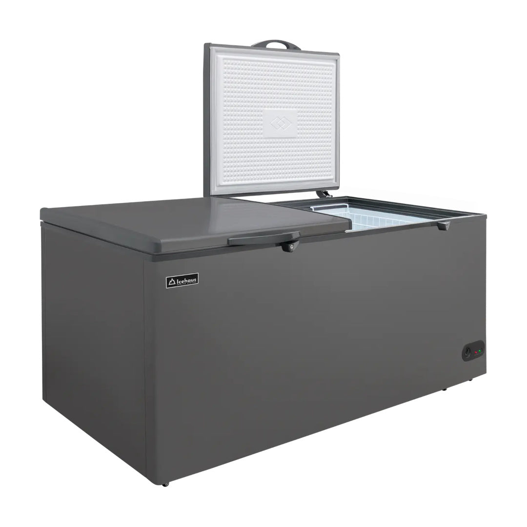Congelador y refrigerador tapa de cofre de 24 Pies color gris Icehaus CTC-24-G