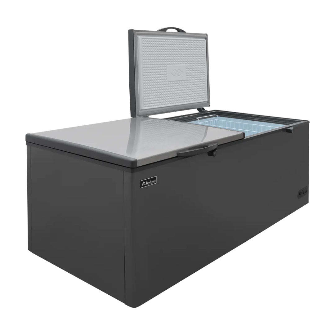 Congelador y refrigerador en acero inoxidable 2 tapas de cofre de 24 Pies color gris Icehaus CTC-24-SS-G