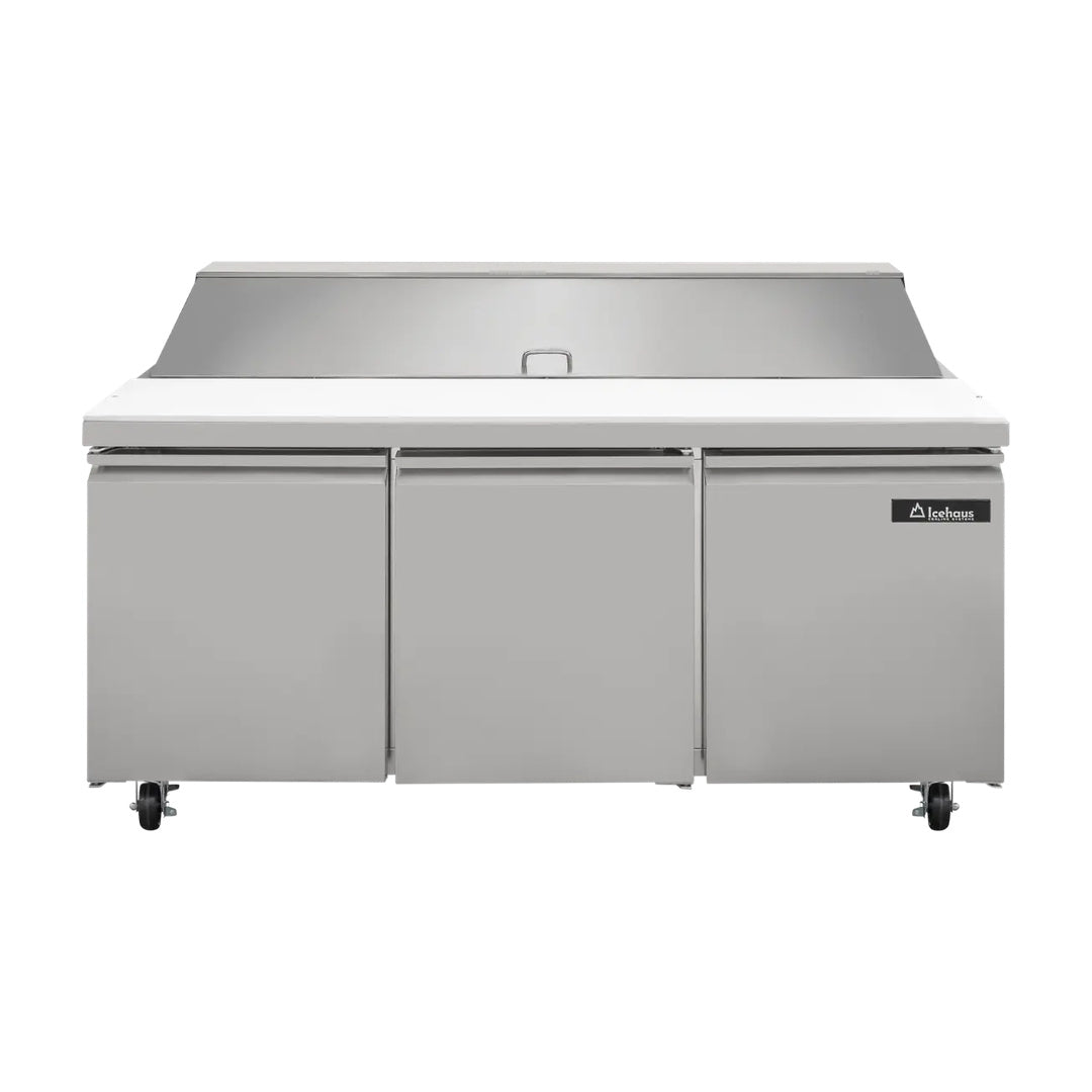 Mesa para ensaladas 3 puertas solidas 19.5 pies cubicos Icehaus ME-3P-SS-01