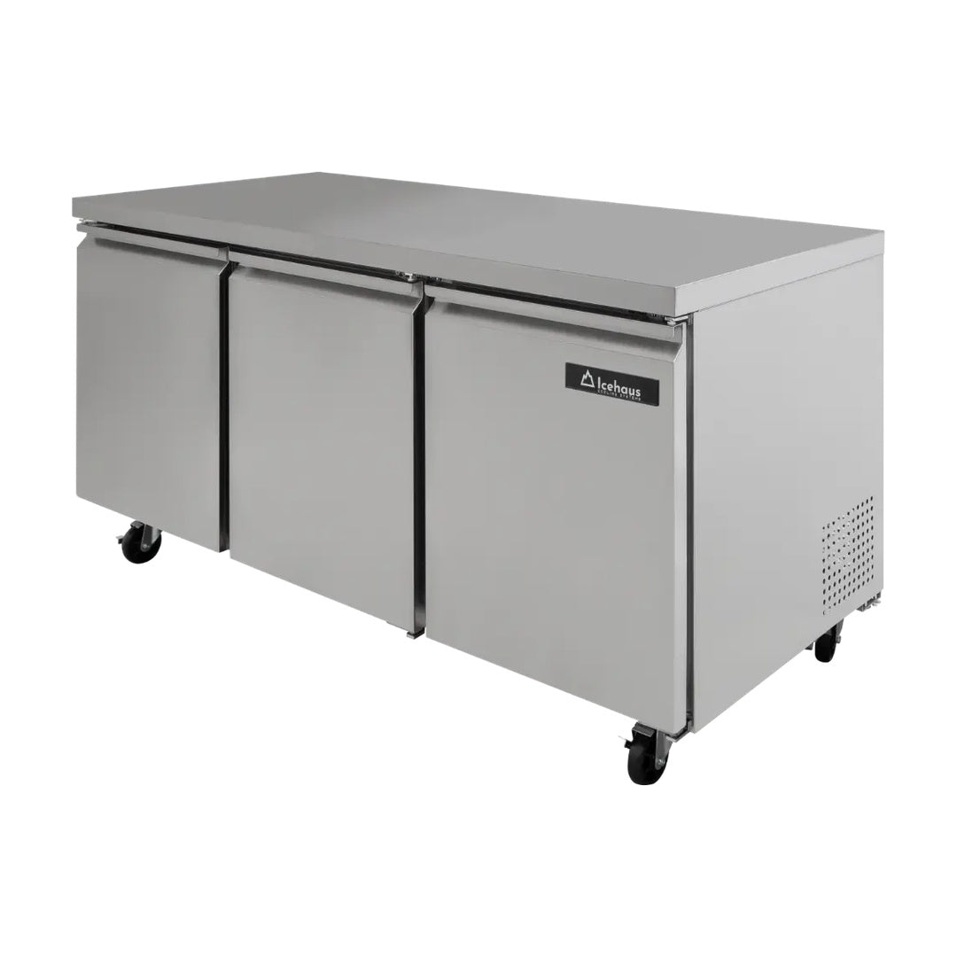 Refrigerador bajo barra 3 puertas solidas 17 pies cubicos Icehaus RBB-3P-SS-01