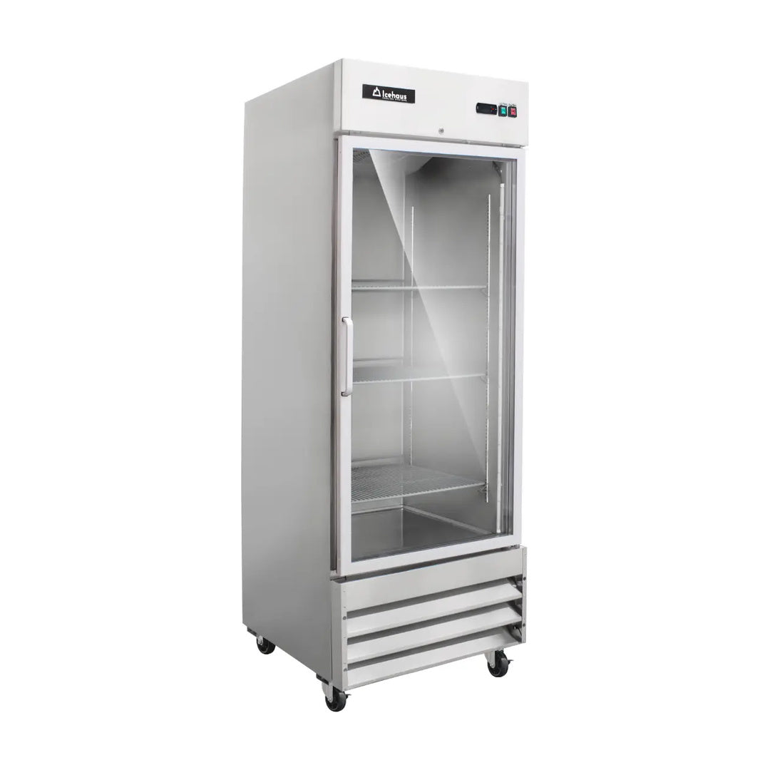Refrigerador vertical con puerta de cristal Icehaus modelo RV-1PC-SS-01