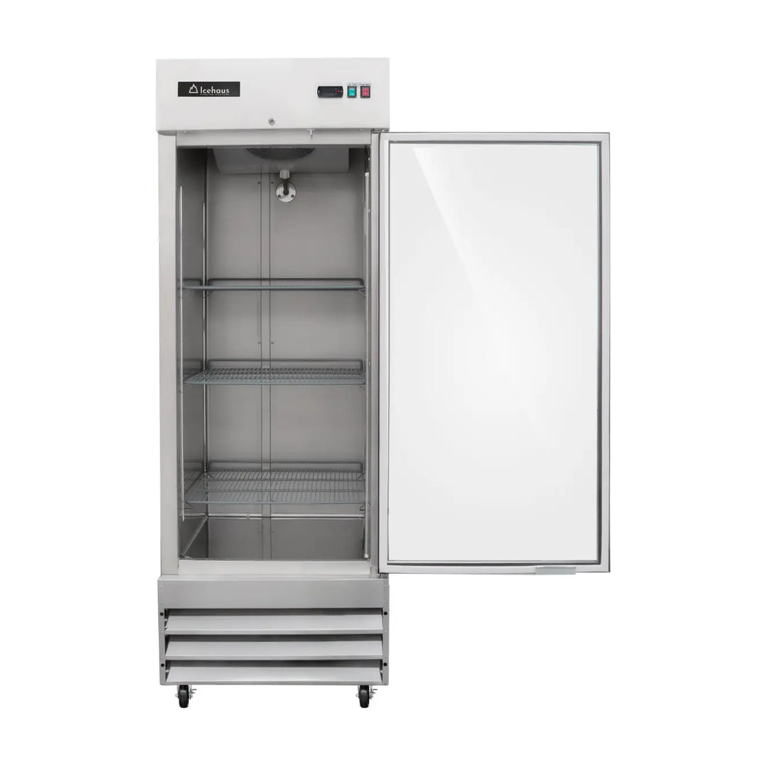 Refrigerador vertical con puerta de cristal Icehaus modelo RV-1PC-SS-01