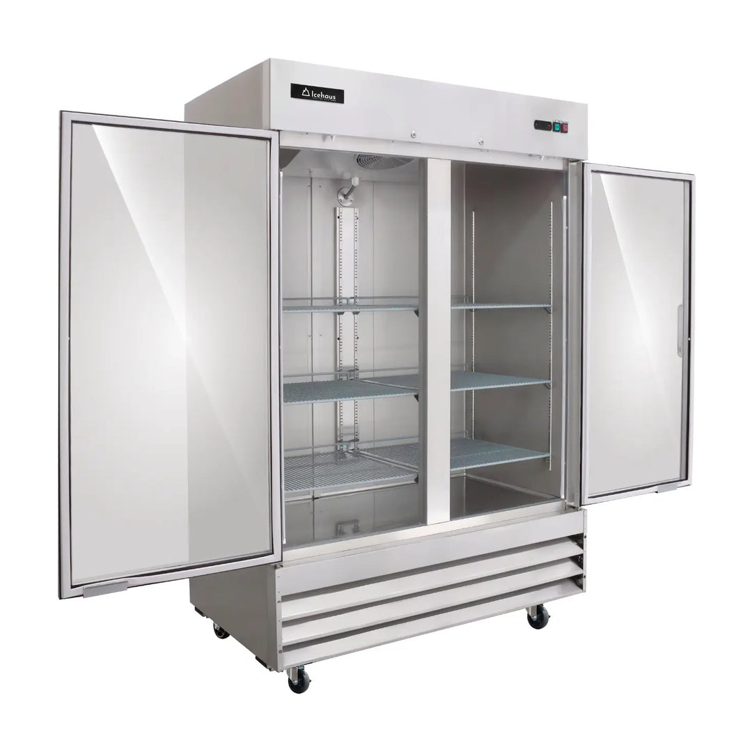 Refrigerador vertical en acero inoxidable con 2 puertas de cristal Icehaus modelo RV-2PC-SS-01