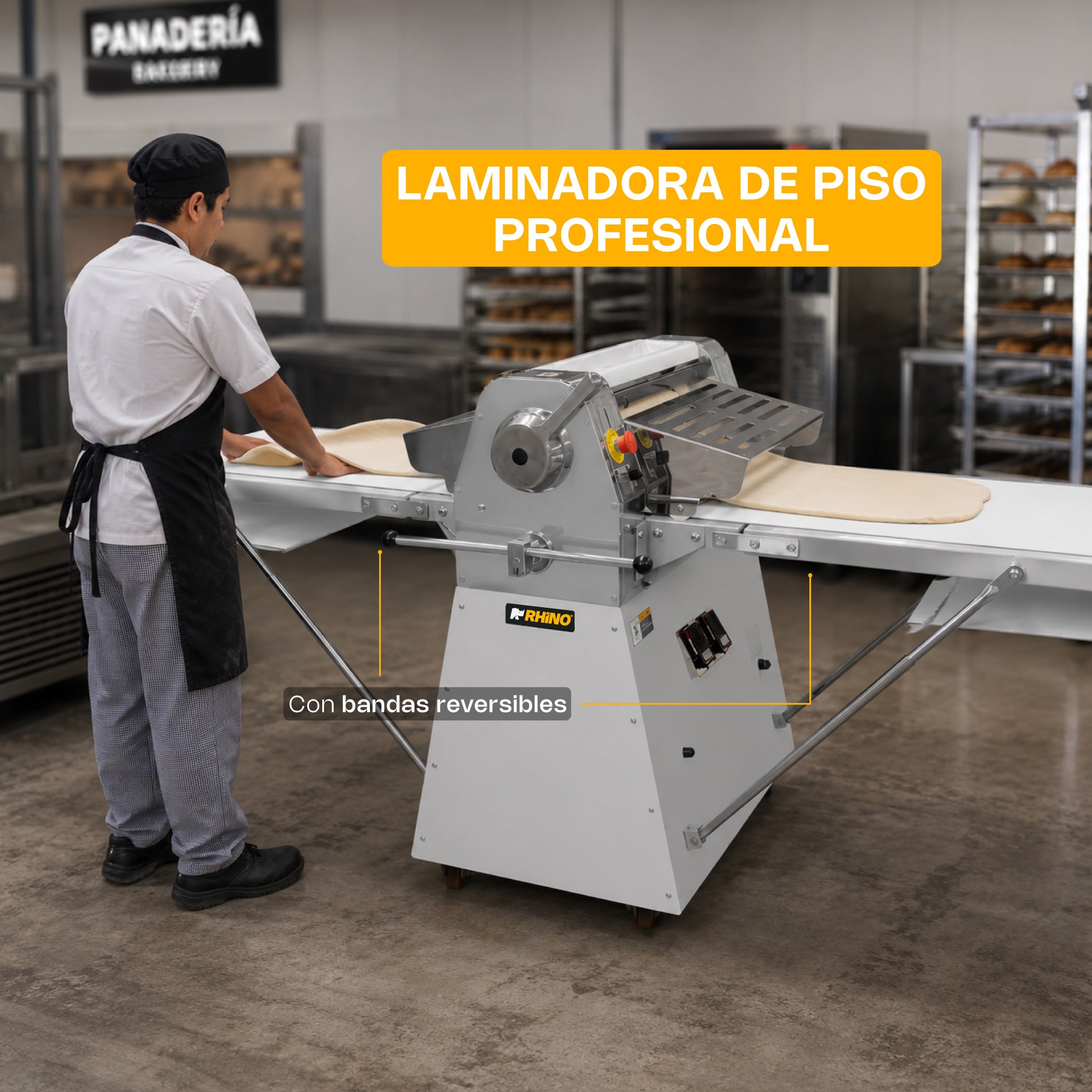 Laminadora de Masa de Piso Bandas Reversibles Rhino LAMBA-274P